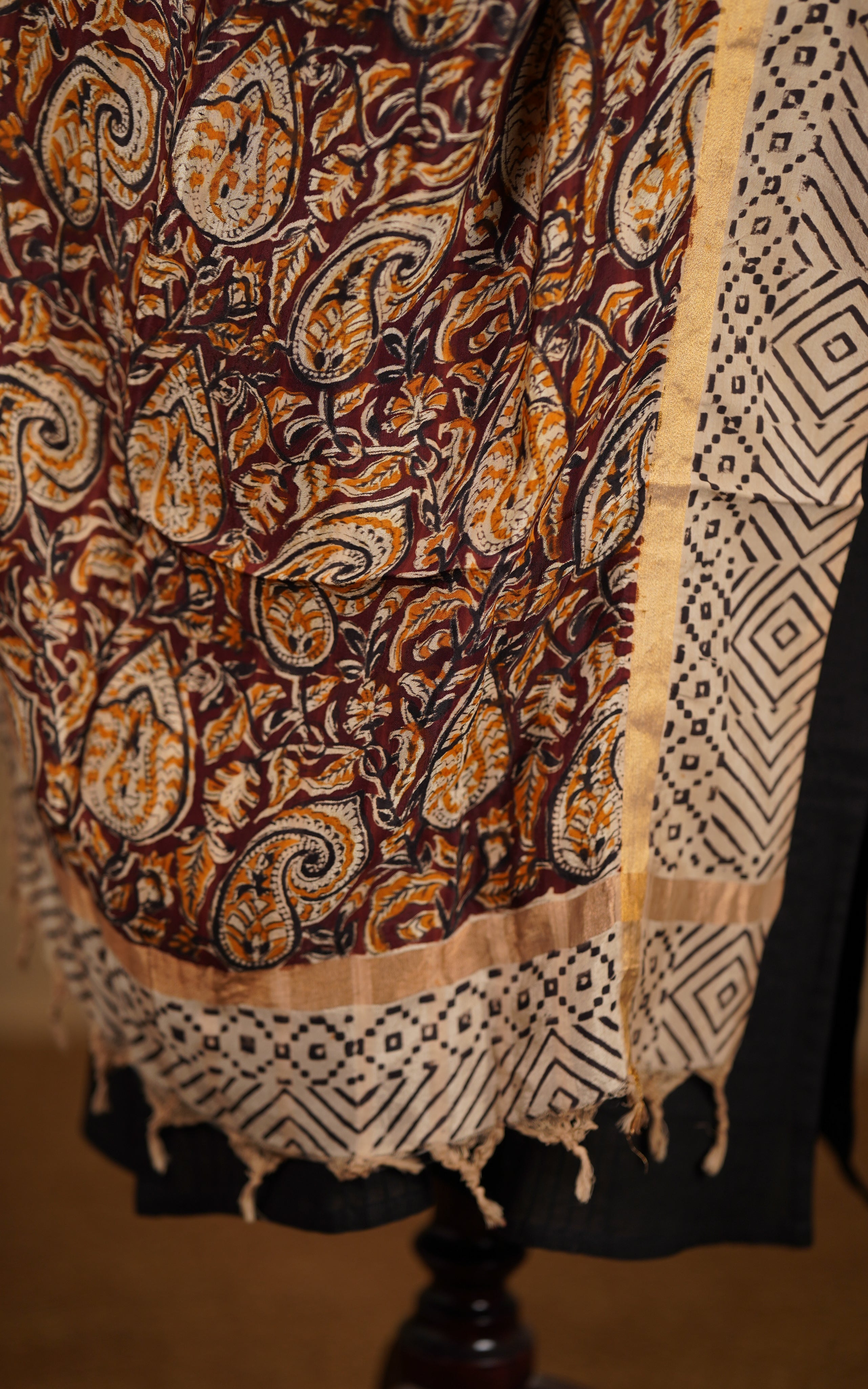 Art Silk Hand Blocked Kalamkari Dupatta 129IOS24 MIX N MATCH instore