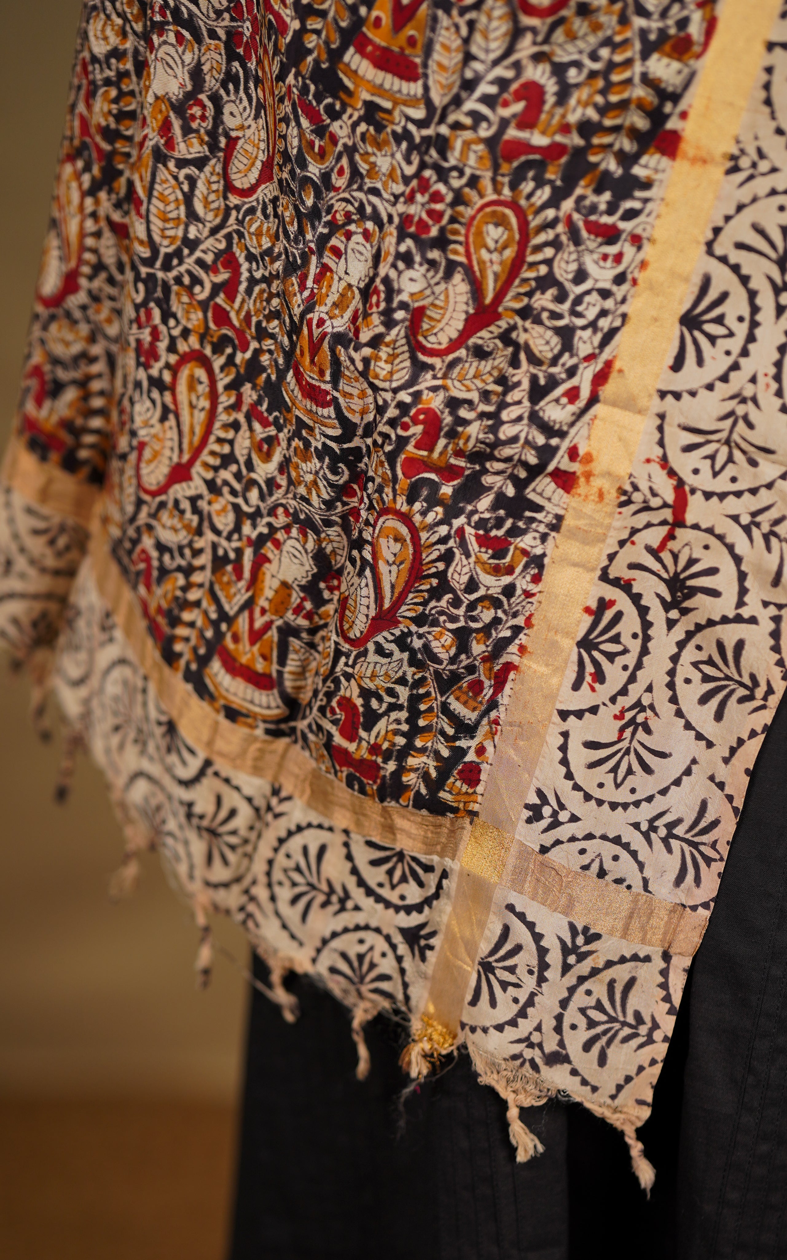 Art Silk Hand Blocked Kalamkari Dupatta 129IOS20 MIX N MATCH instore