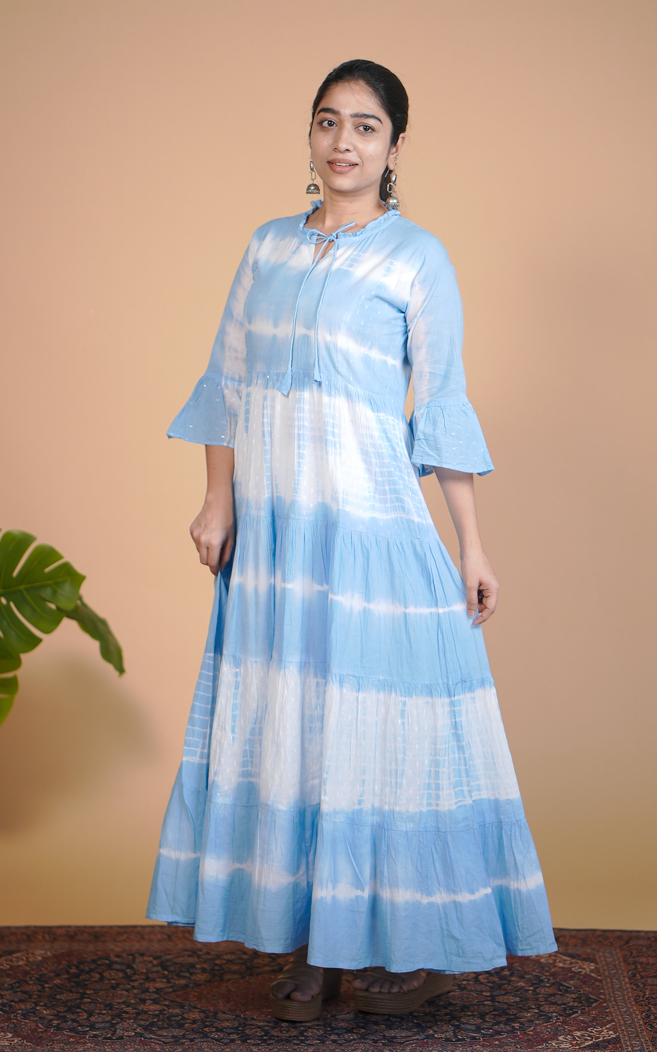 Cotton indo western maxi with tassels for women