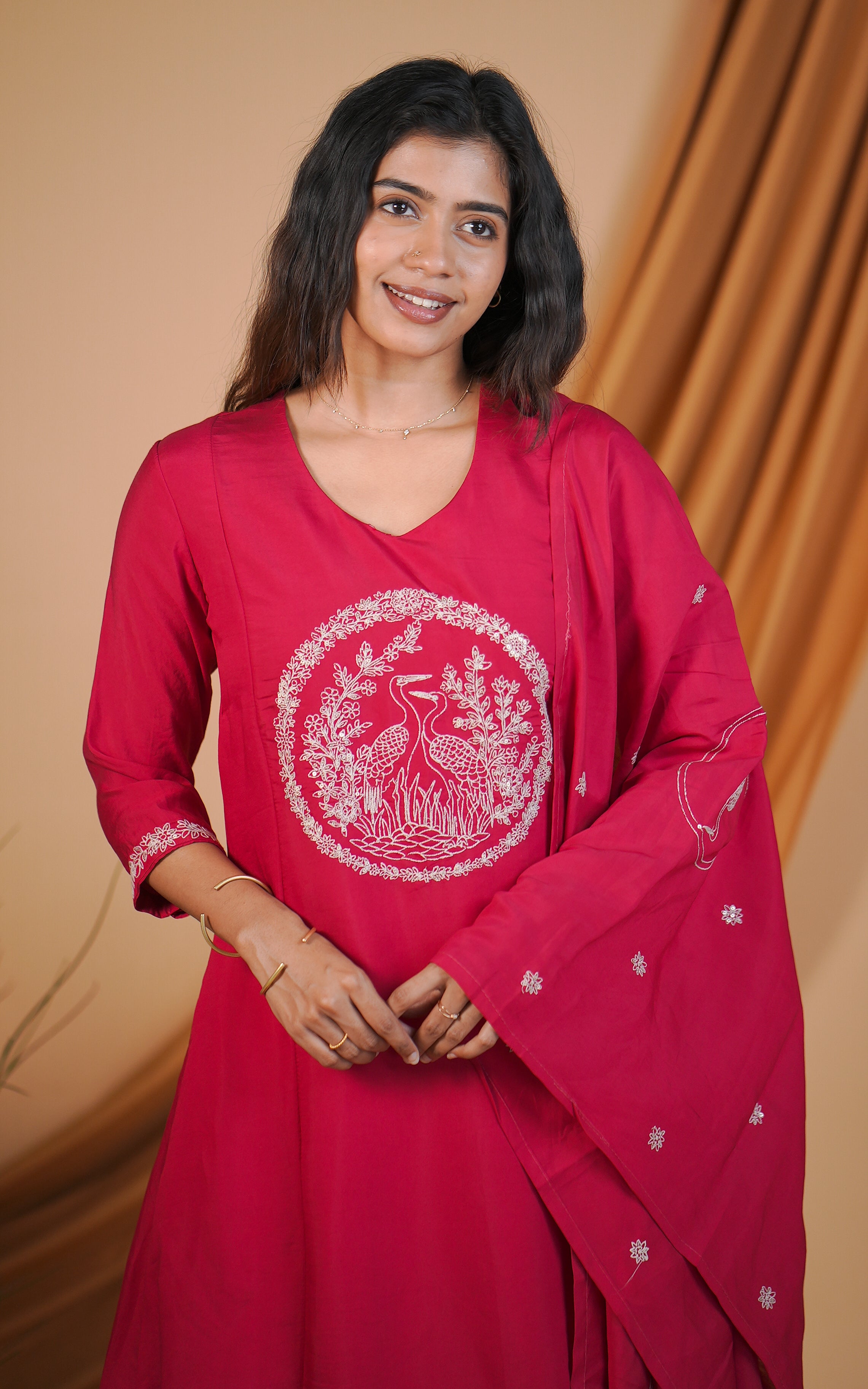 Art silk kurti with one side pocket for women