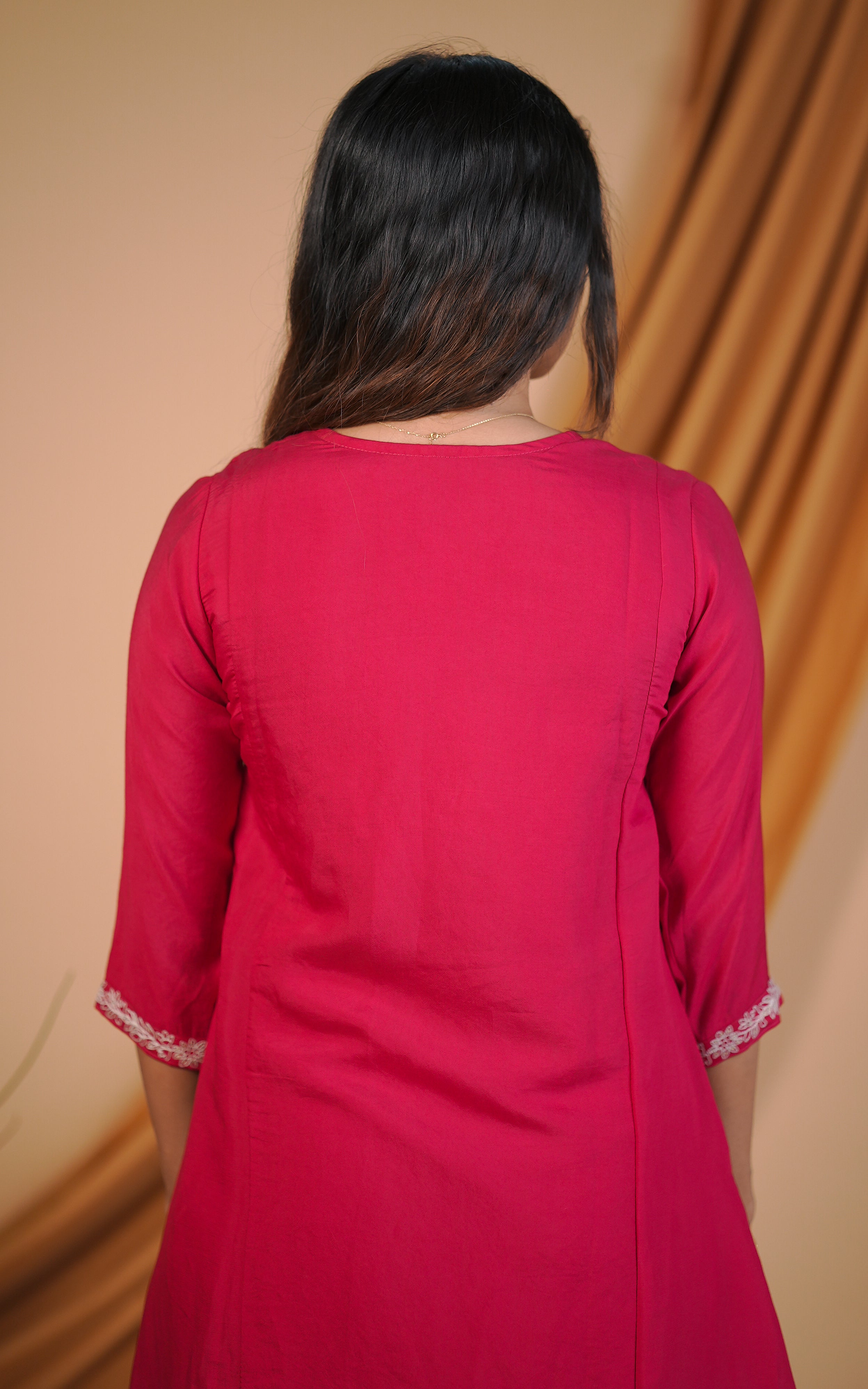 Designer reddish pink Aline kurti for women