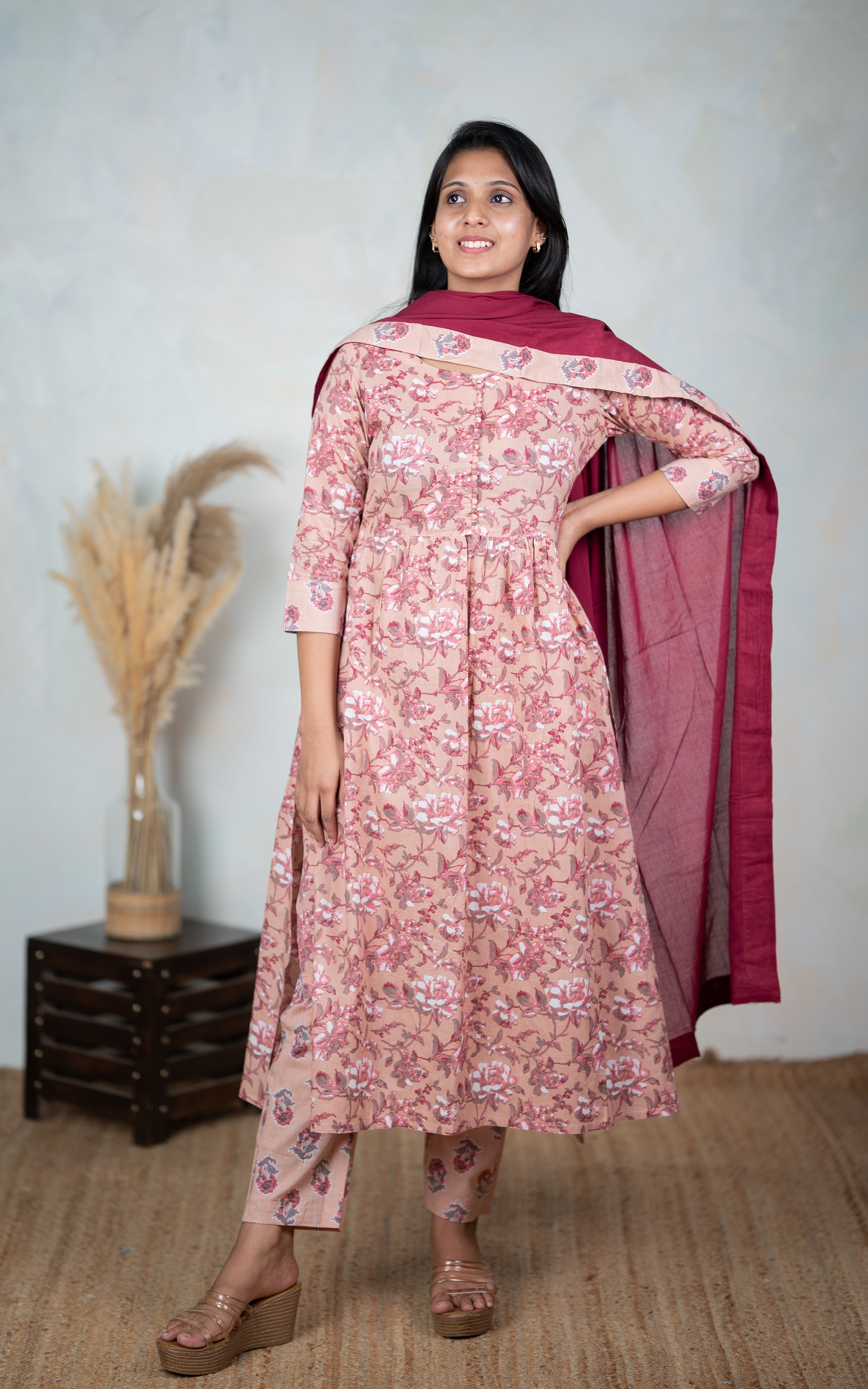 Mumtaj Pinkish Brown (Kurti+Pant+Dupatta) KURTIS instore