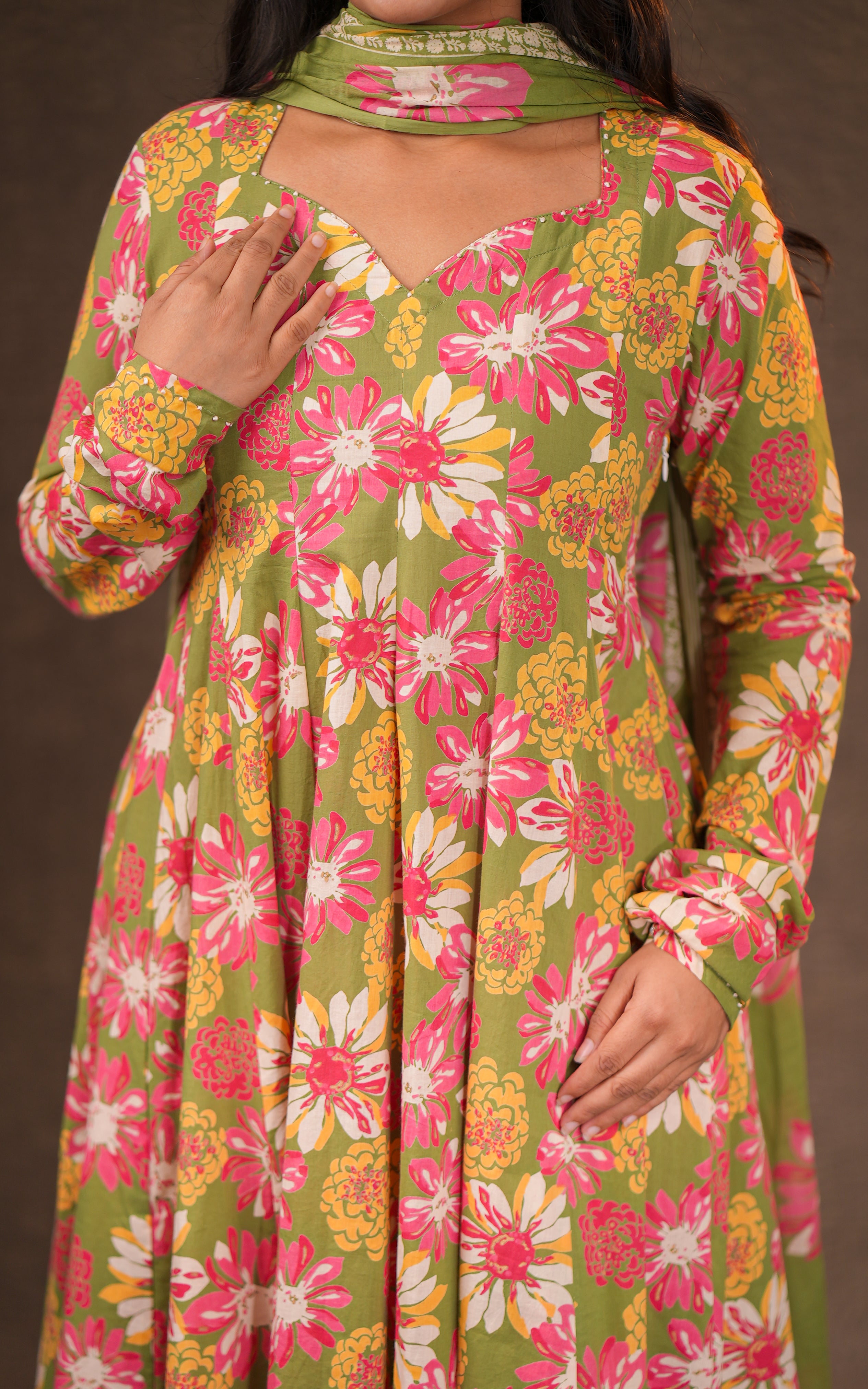 Cotton anarkali with dupatta