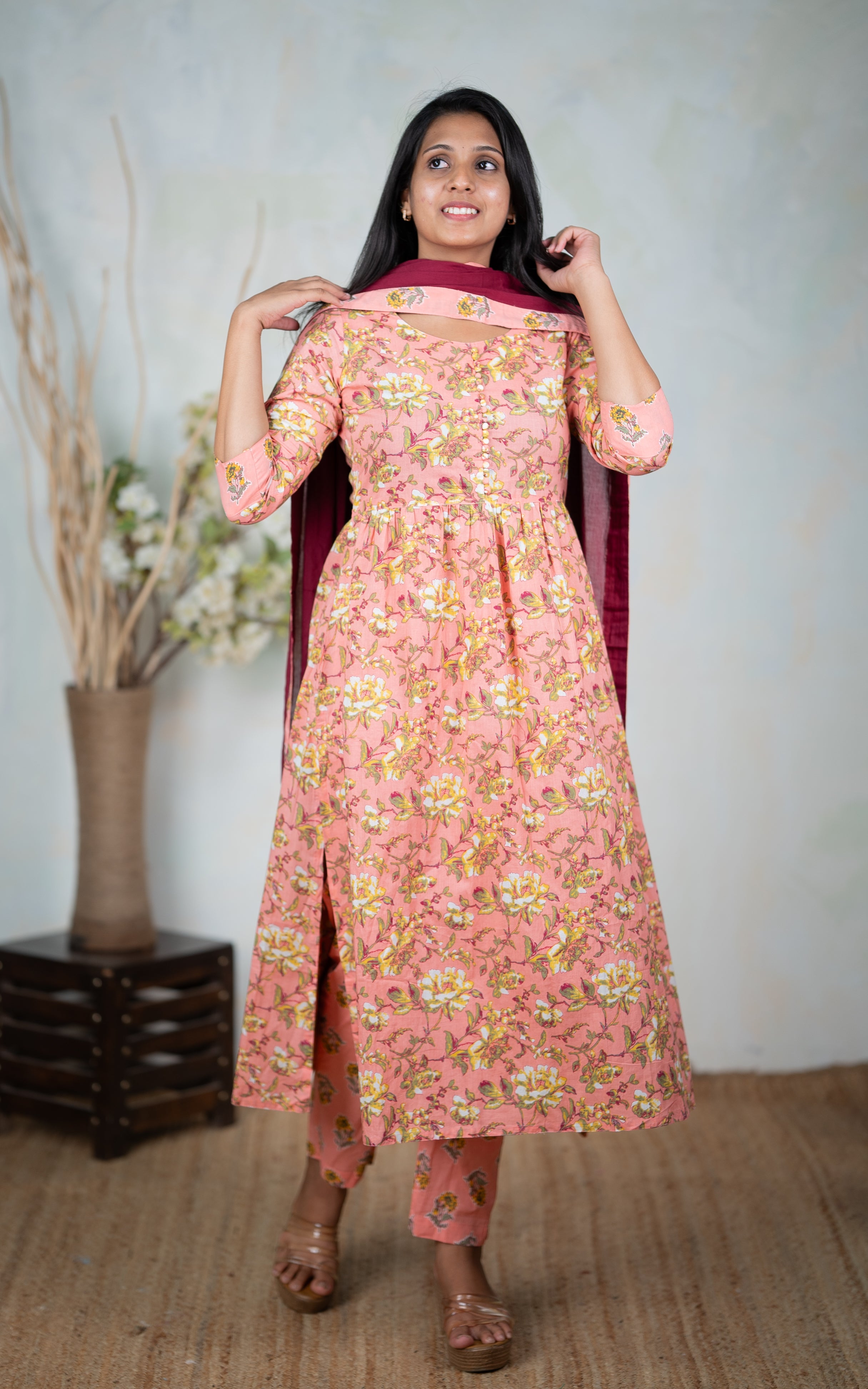Mumtaj Peach (Kurti+Pant+Dupatta) KURTIS instore