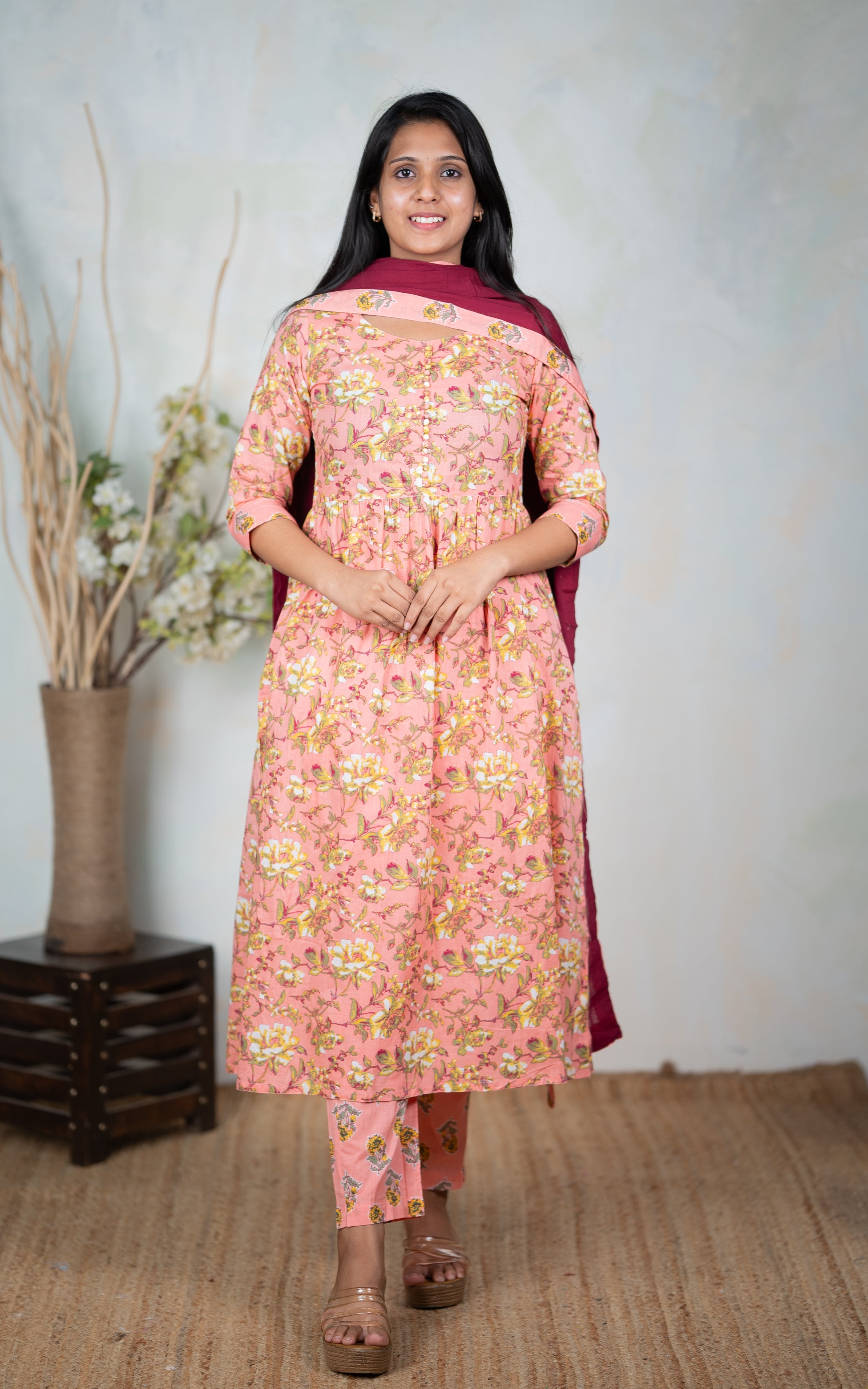 Mumtaj Peach (Kurti+Pant+Dupatta) KURTIS instore