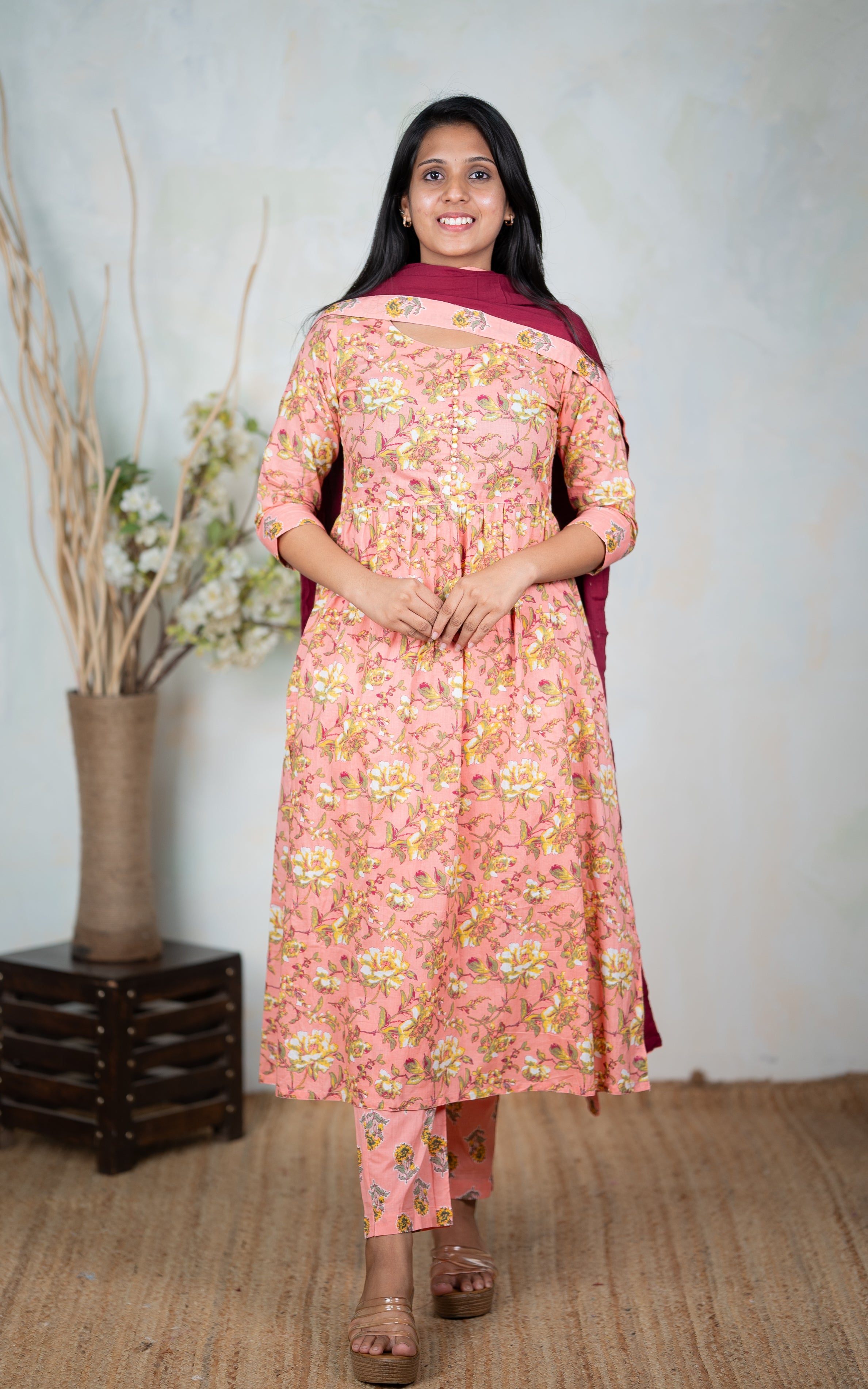 Mumtaj Peach (Kurti+Pant+Dupatta) KURTIS instore