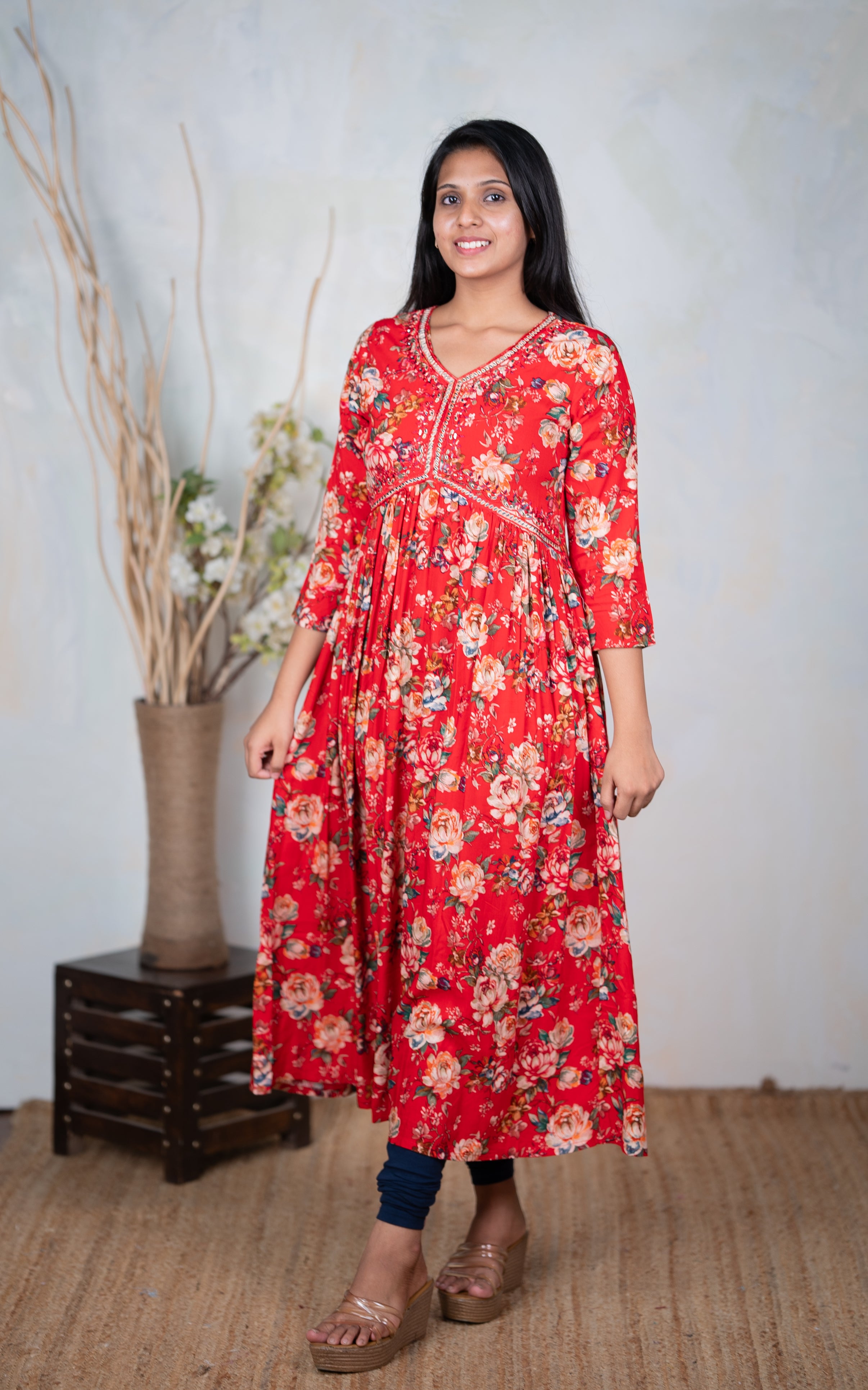 Bharathi Red KURTIS instore