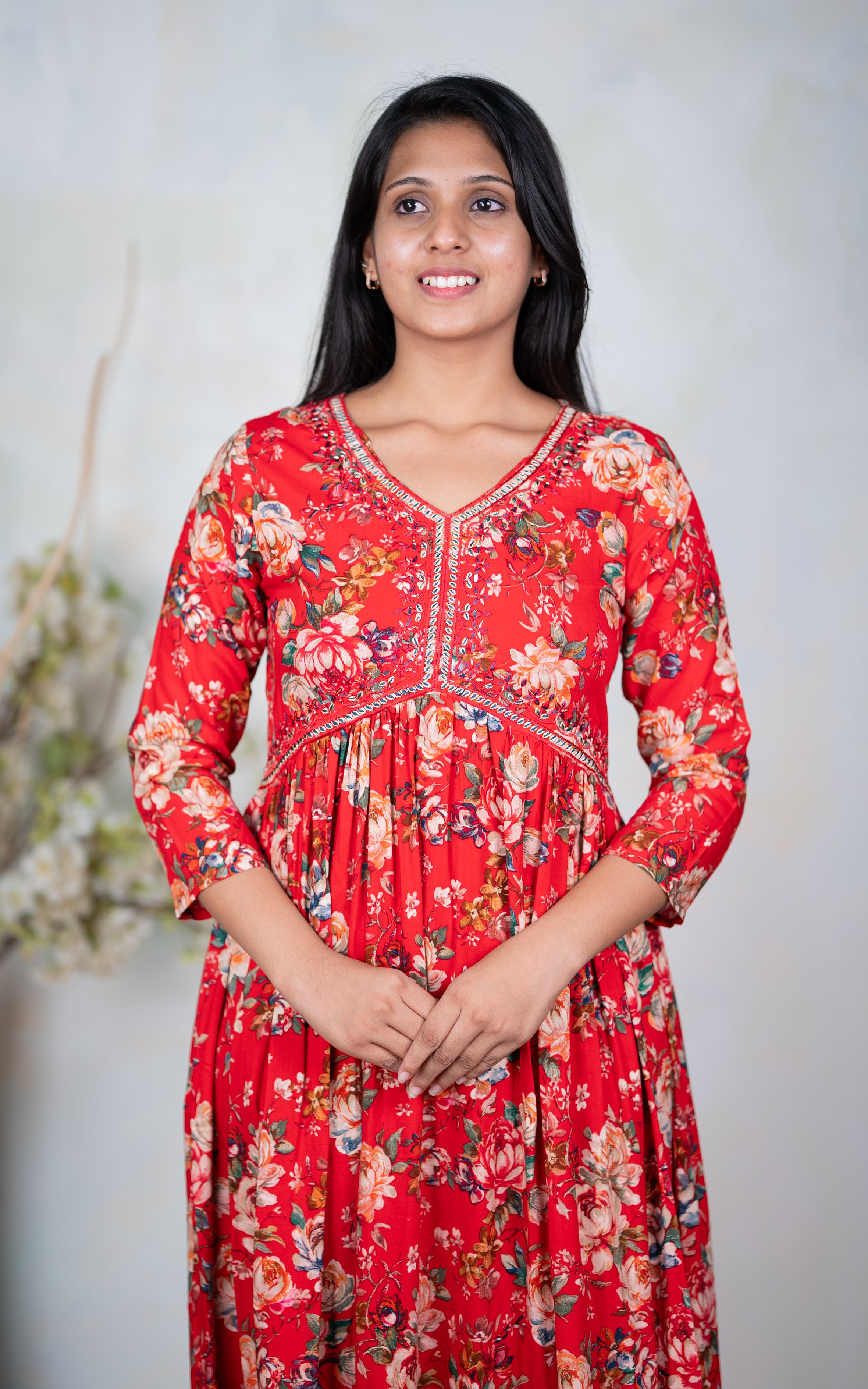Bharathi Red KURTIS instore