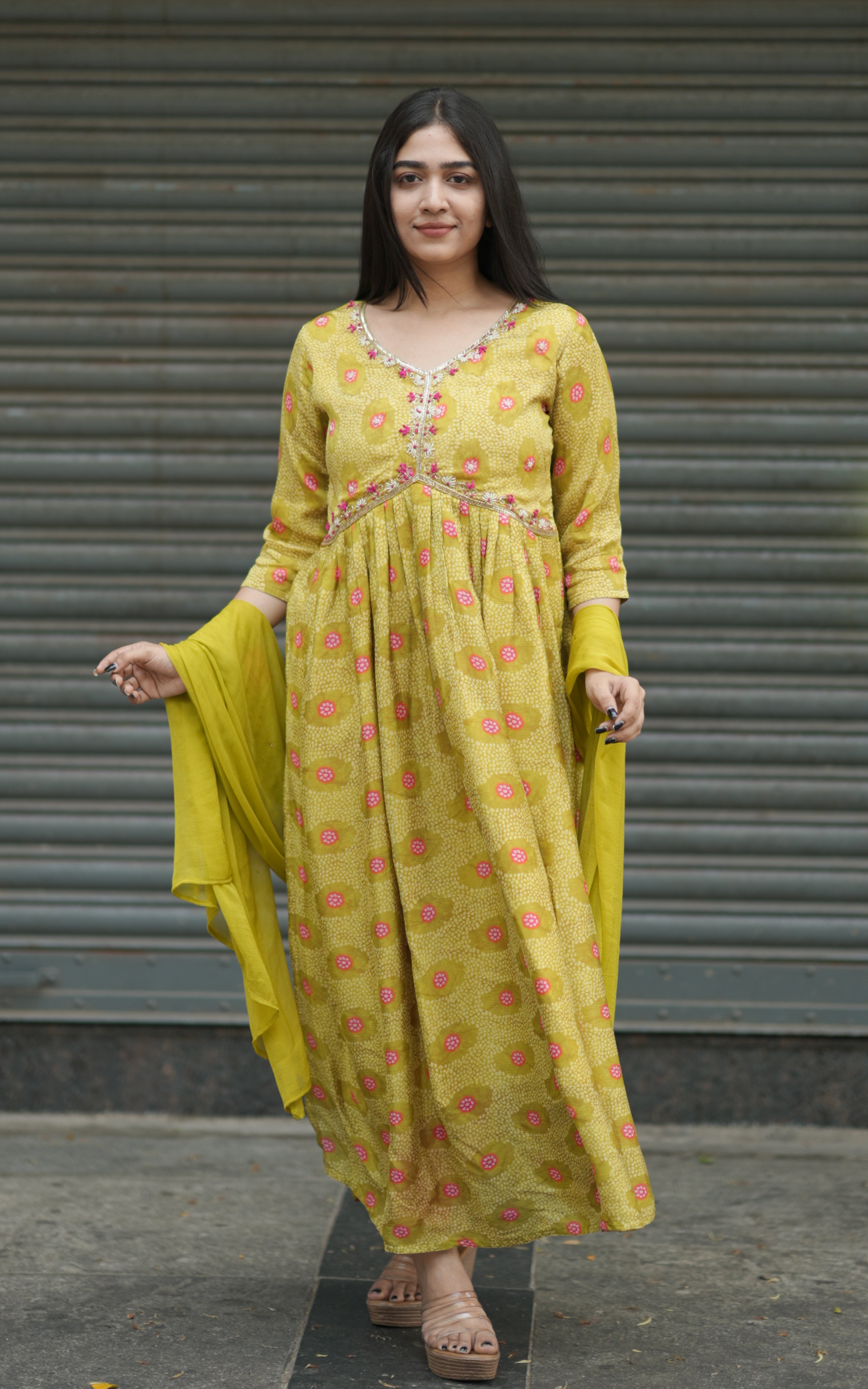 Sona Lime Green (Kurti+Dupatta) KURTIS instore