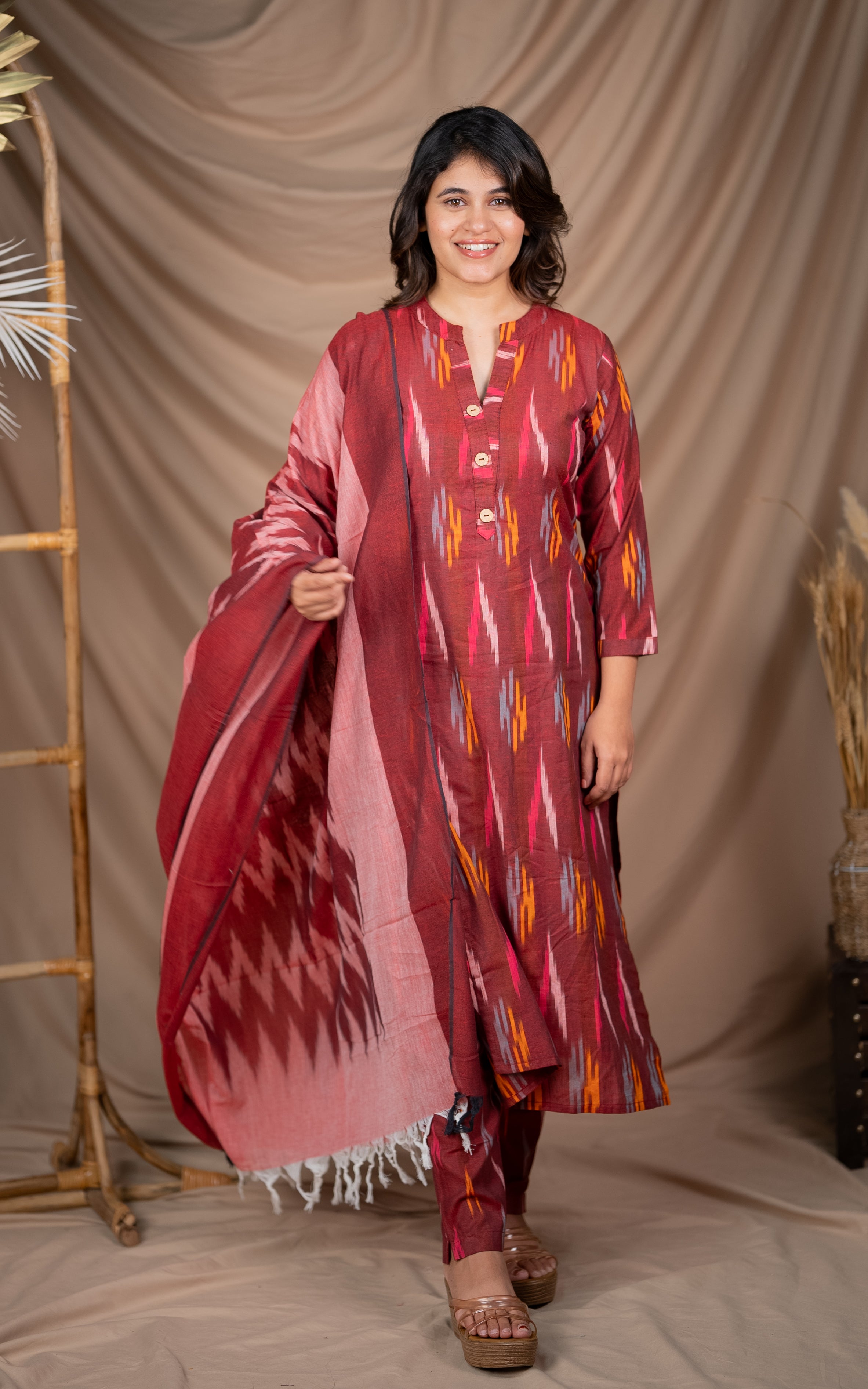 Mishka Maroon (Kurti+Pant+Dupatta) KURTIS instore