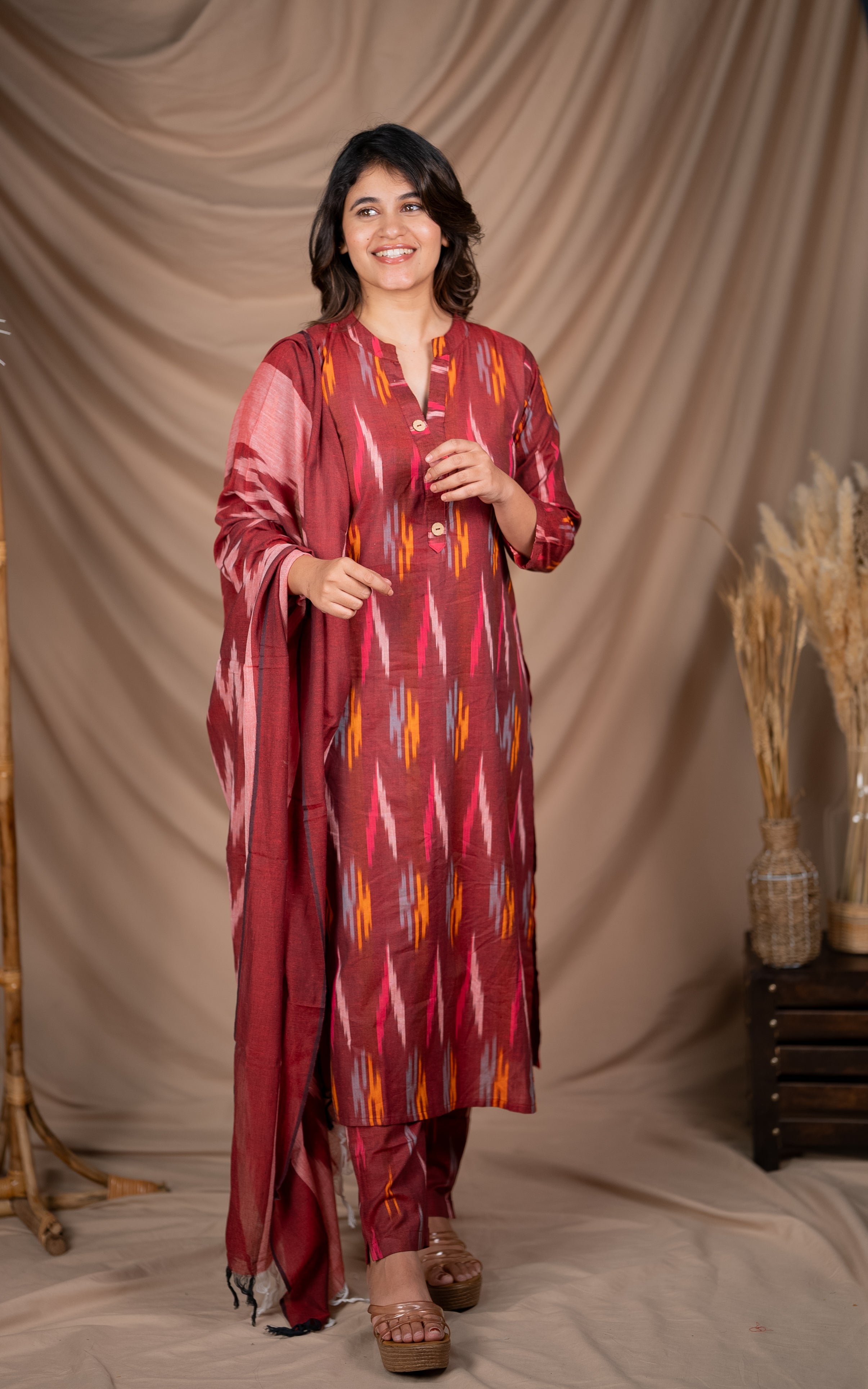 Mishka Maroon (Kurti+Pant+Dupatta) KURTIS instore