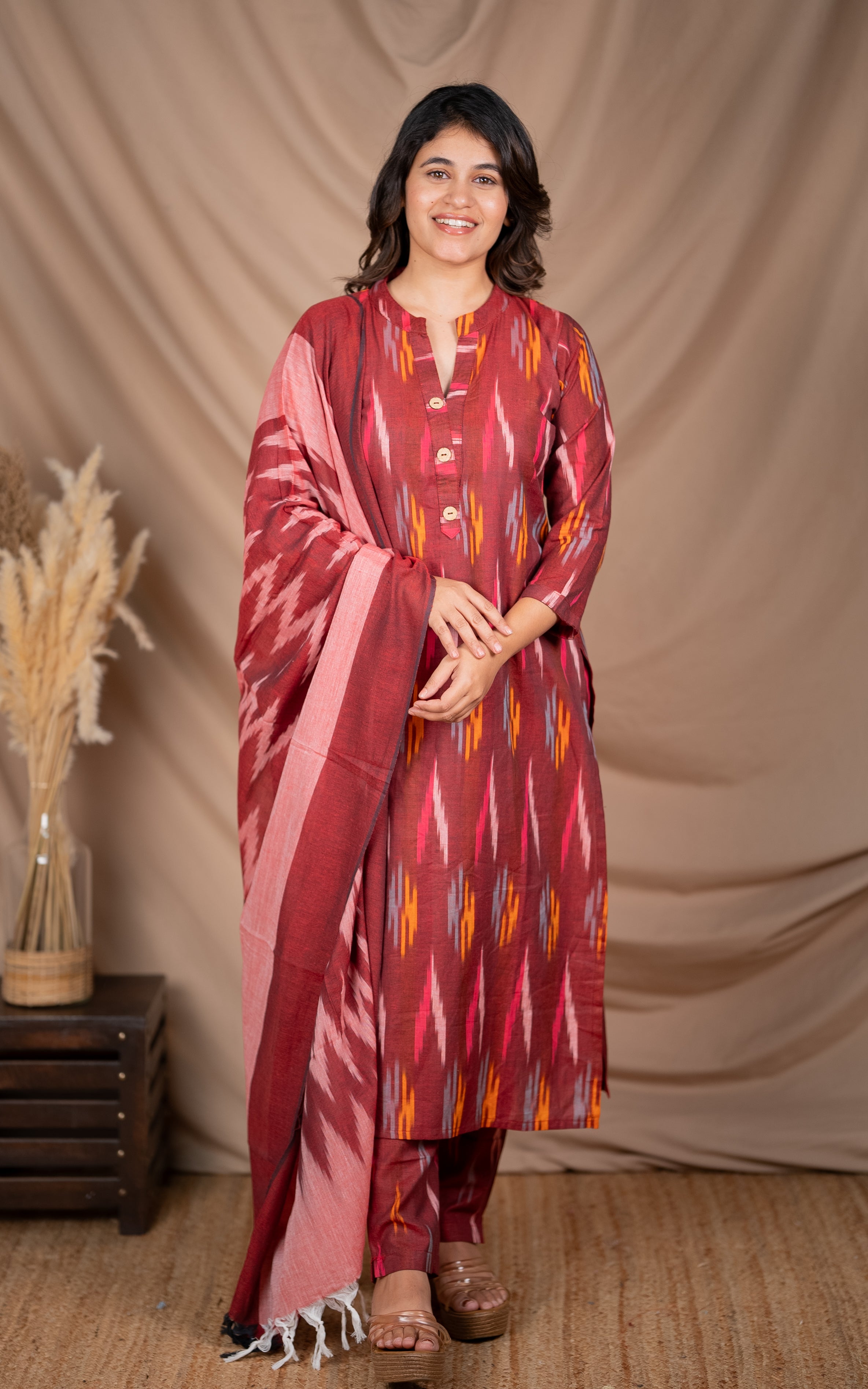 Mishka Maroon (Kurti+Pant+Dupatta) KURTIS instore