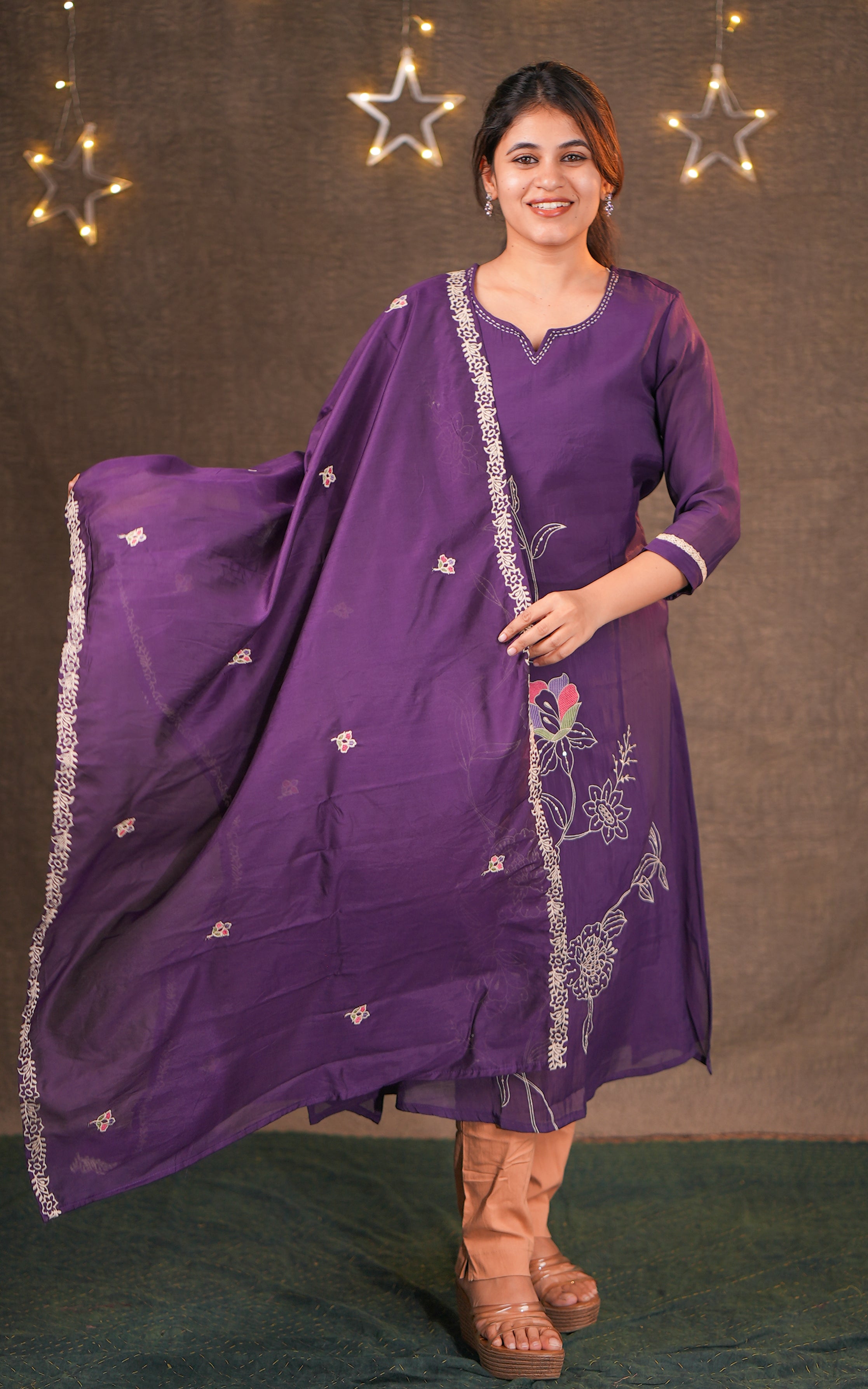 Embroidery straight cut kurti for women