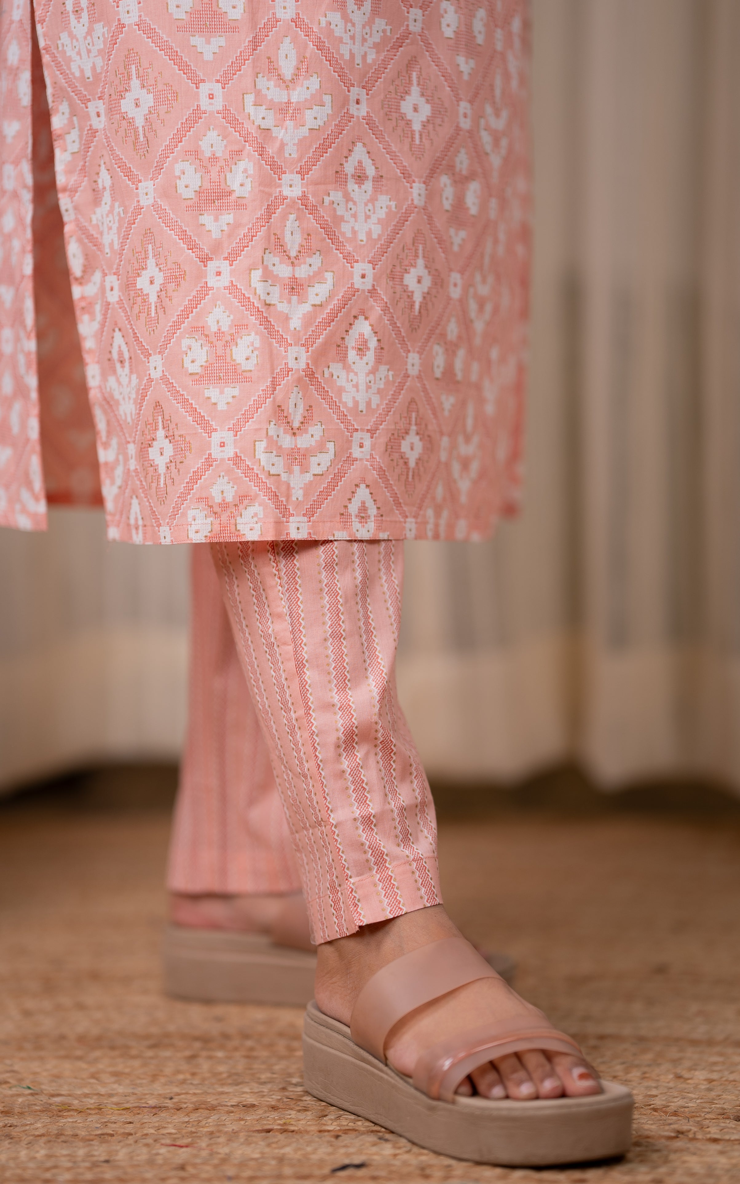 Shanthi Peach (Kurti+Pant+Dupatta) KURTIS instore