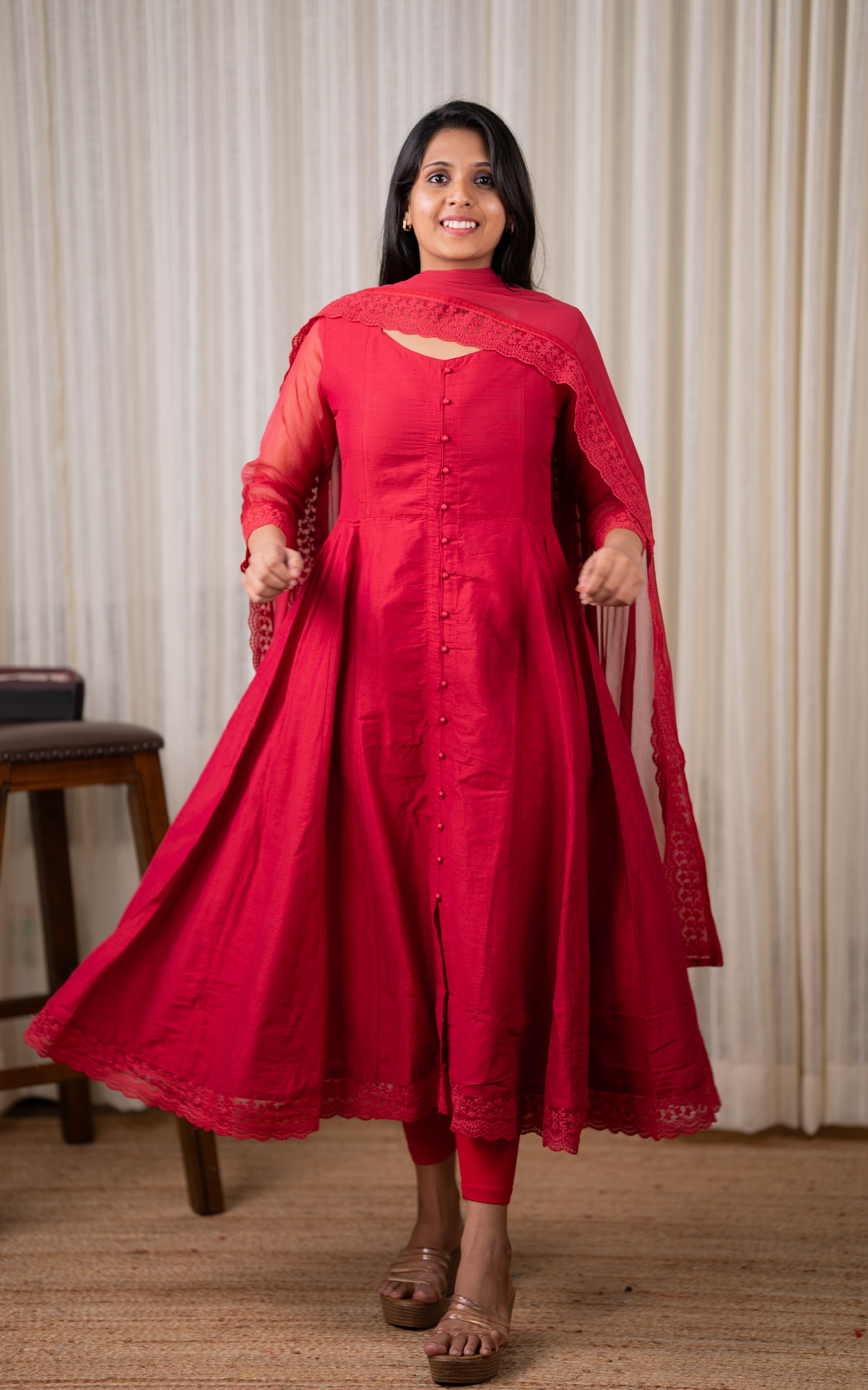 Preetha Reddish Pink (Kurti+Dupatta) KURTIS instore