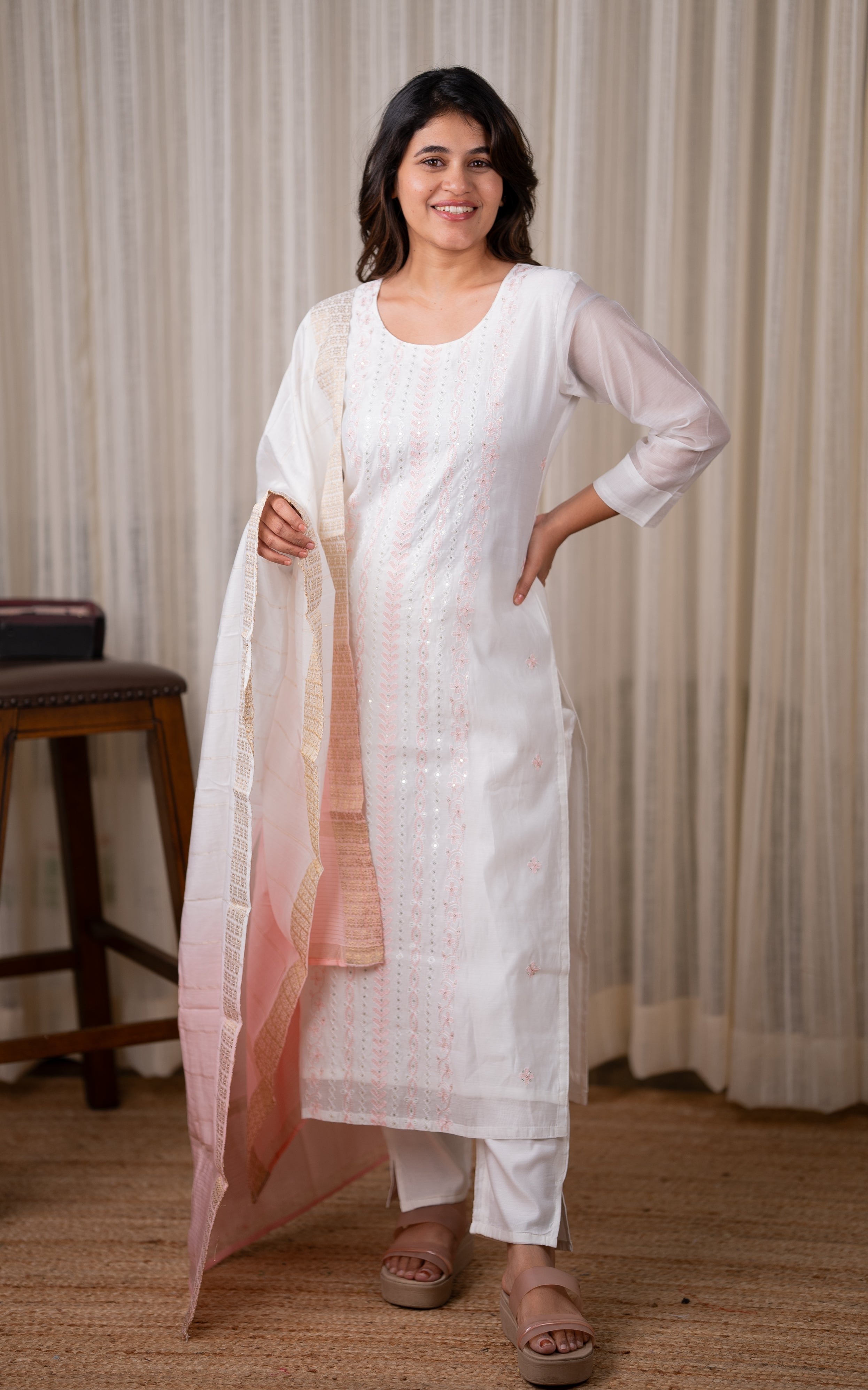 Ishu White (Kurti+Pant+Dupatta) KURTIS instore