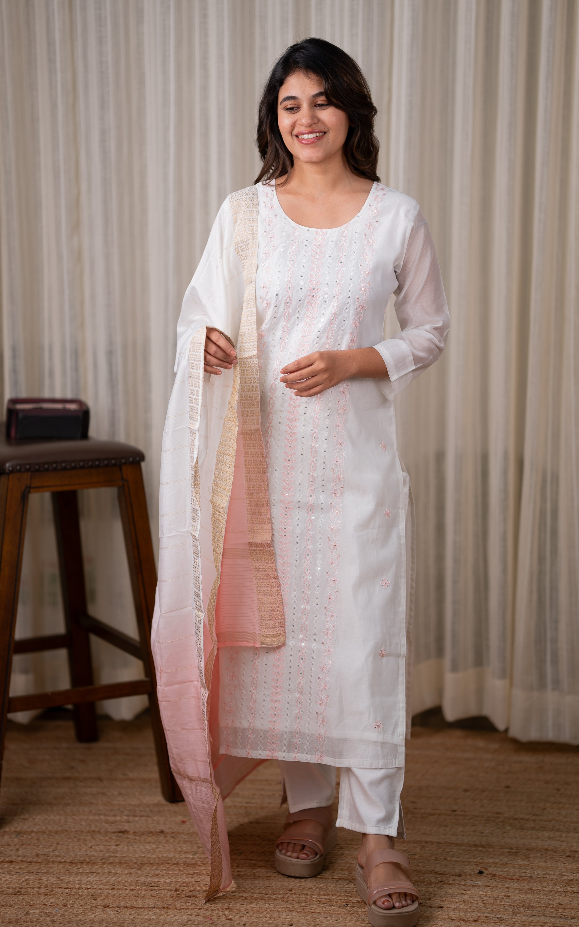 Ishu White (Kurti+Pant+Dupatta) KURTIS instore