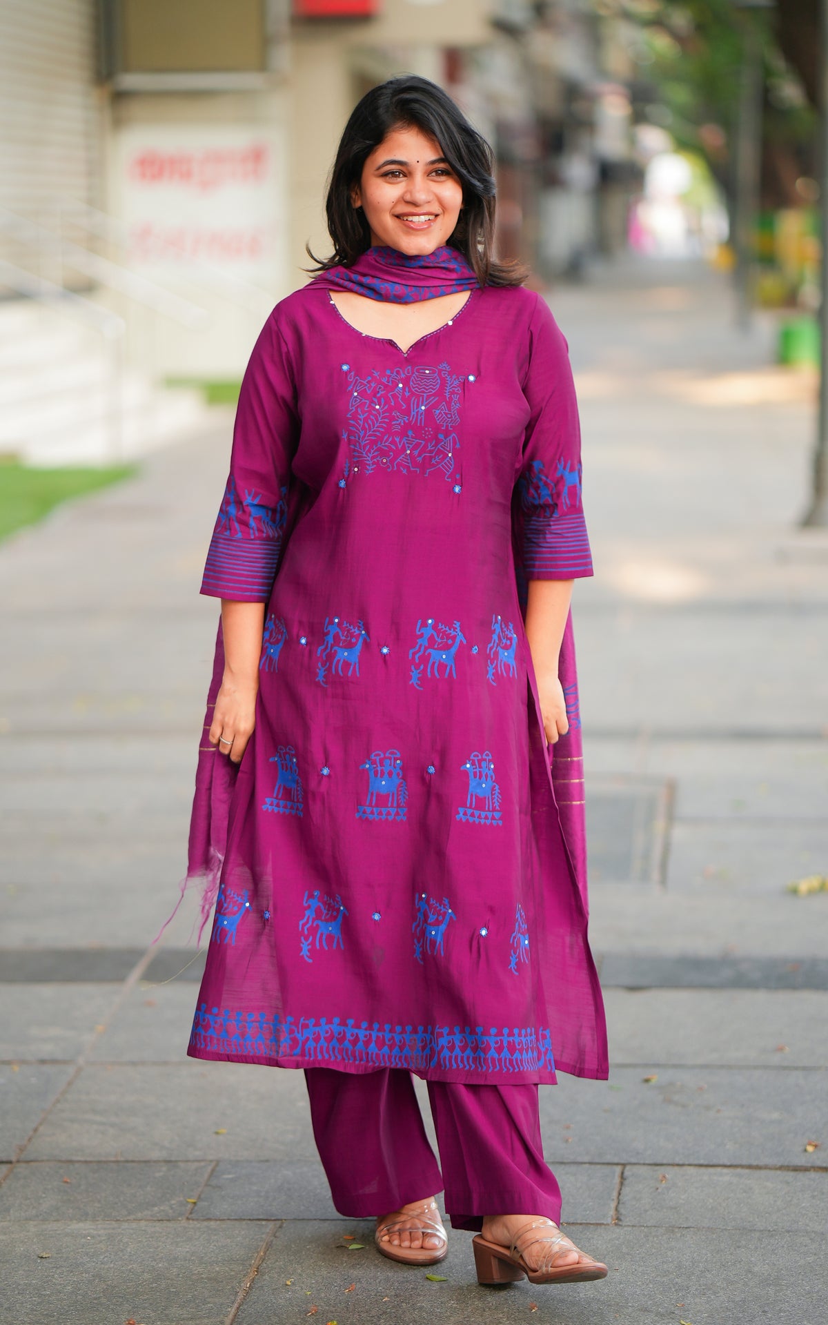 Graamam Handblock (Kurti+Pant+Dupatta)