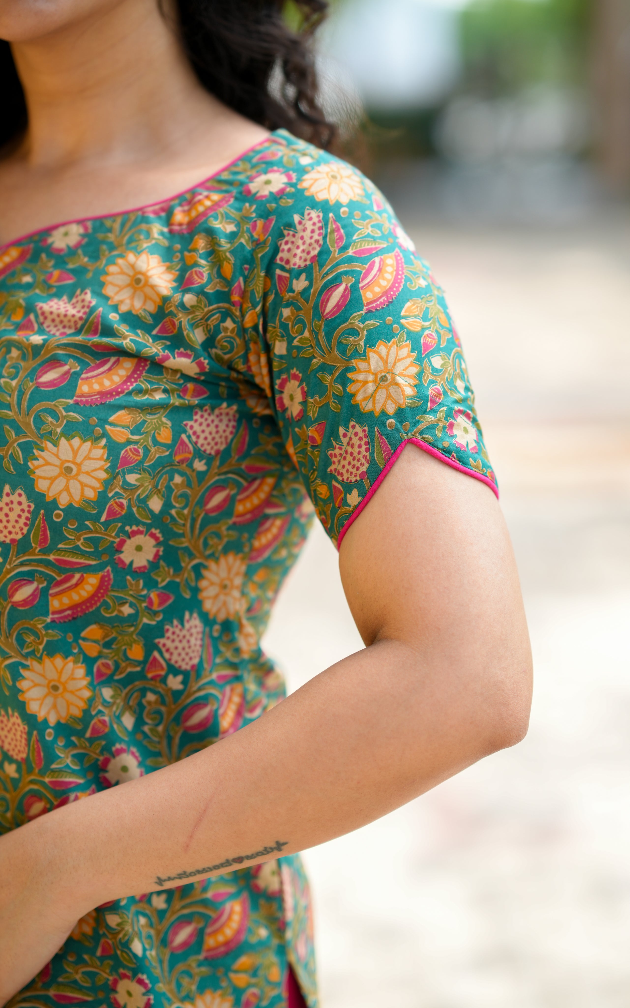 Green color kurti for women