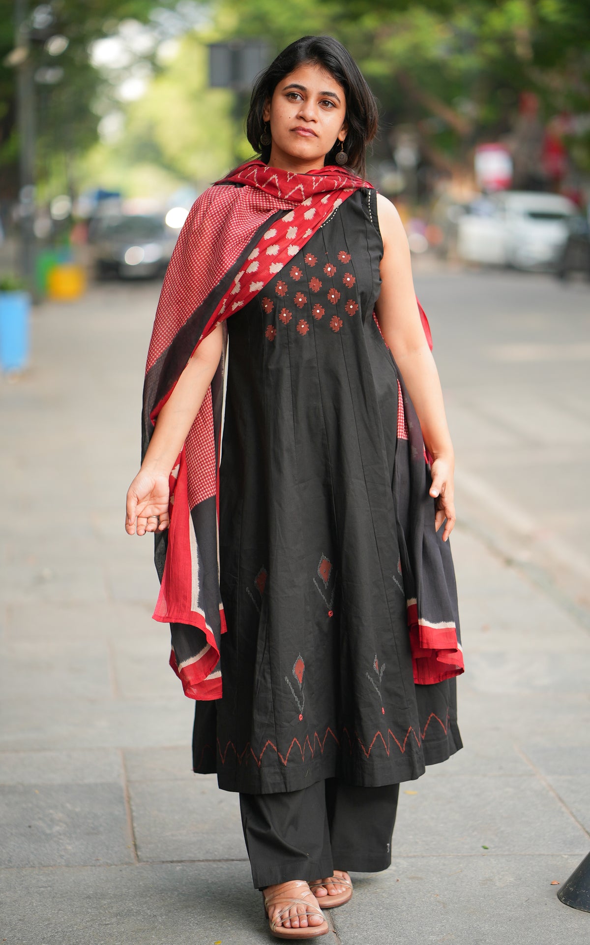Aaranthika Black Handblock (Kurti+Pant+Dupatta)
