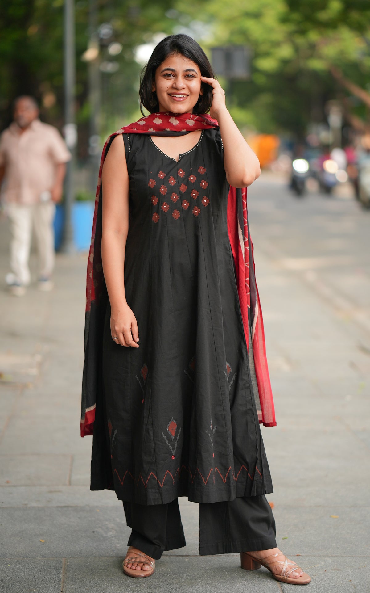 Aaranthika Black Handblock (Kurti+Pant+Dupatta)