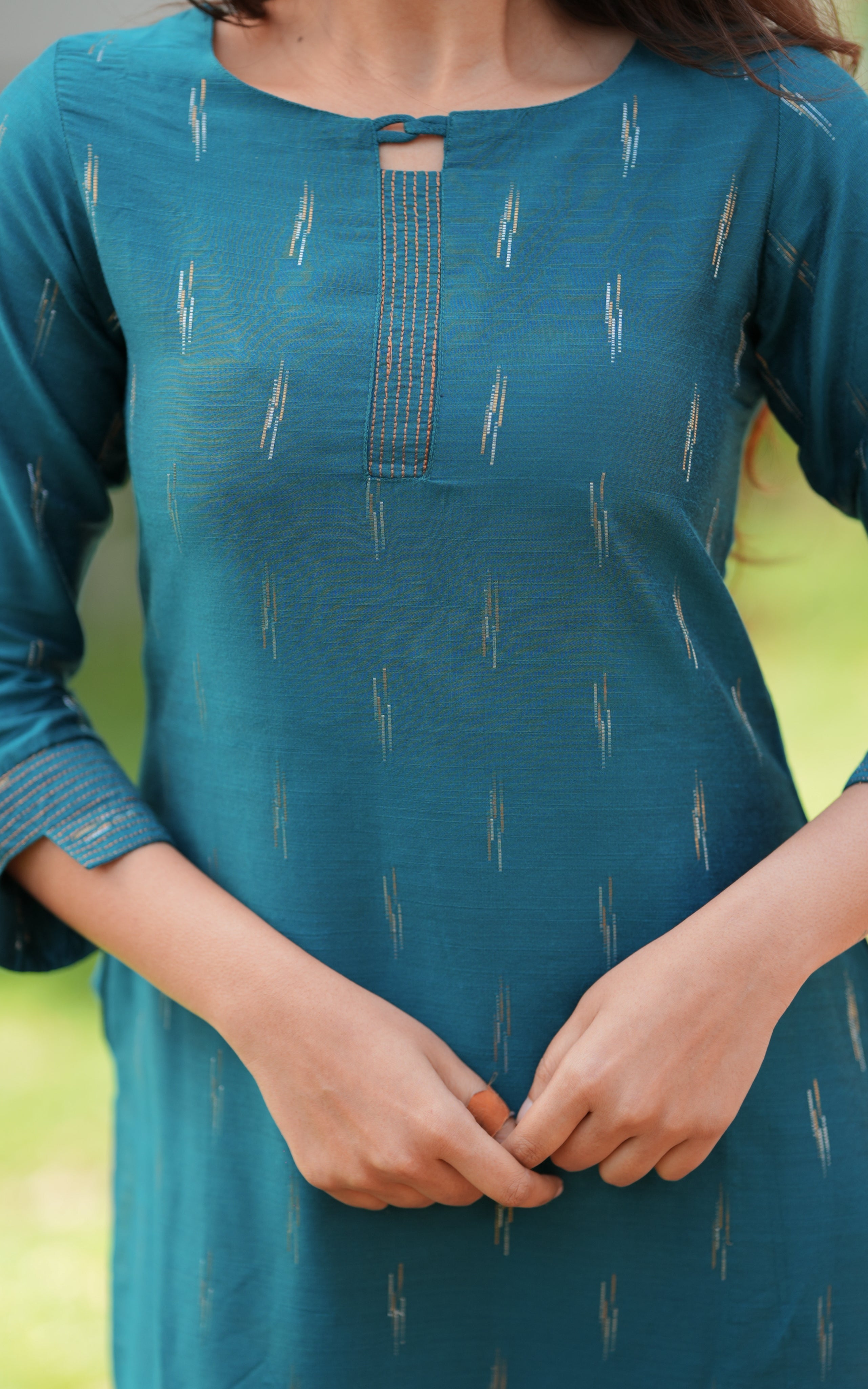 Anamika Teal Blue KURTIS instore