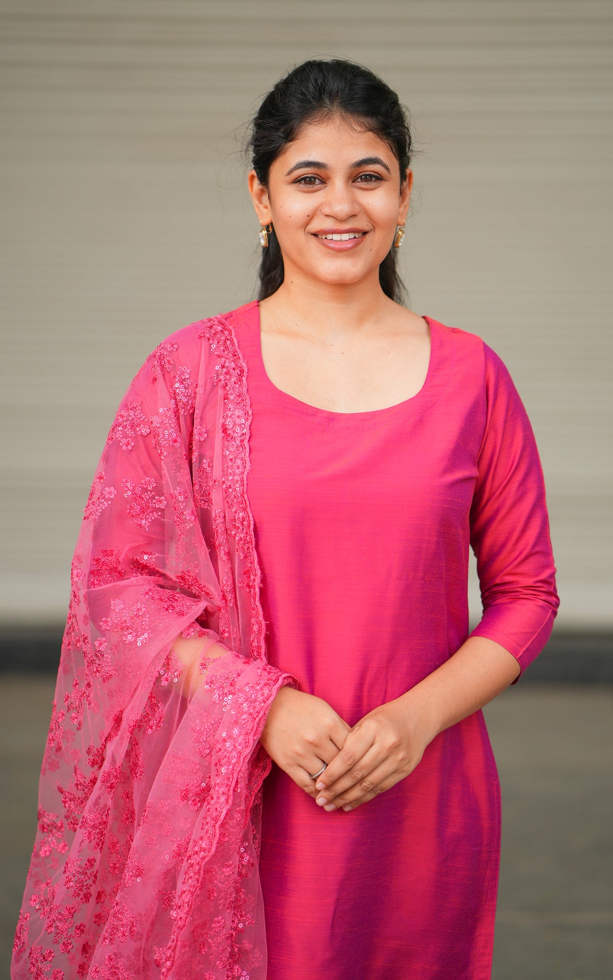 Pink Nirame (Kurti+Dupatta)