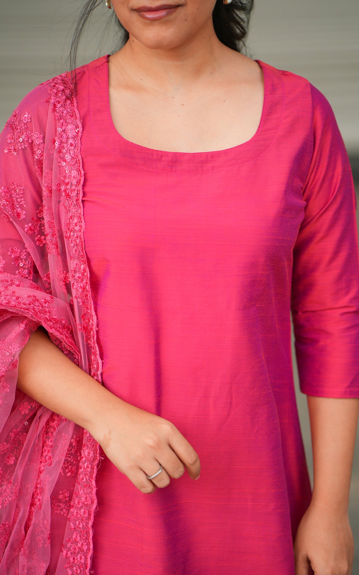 Pink Nirame (Kurti+Dupatta)
