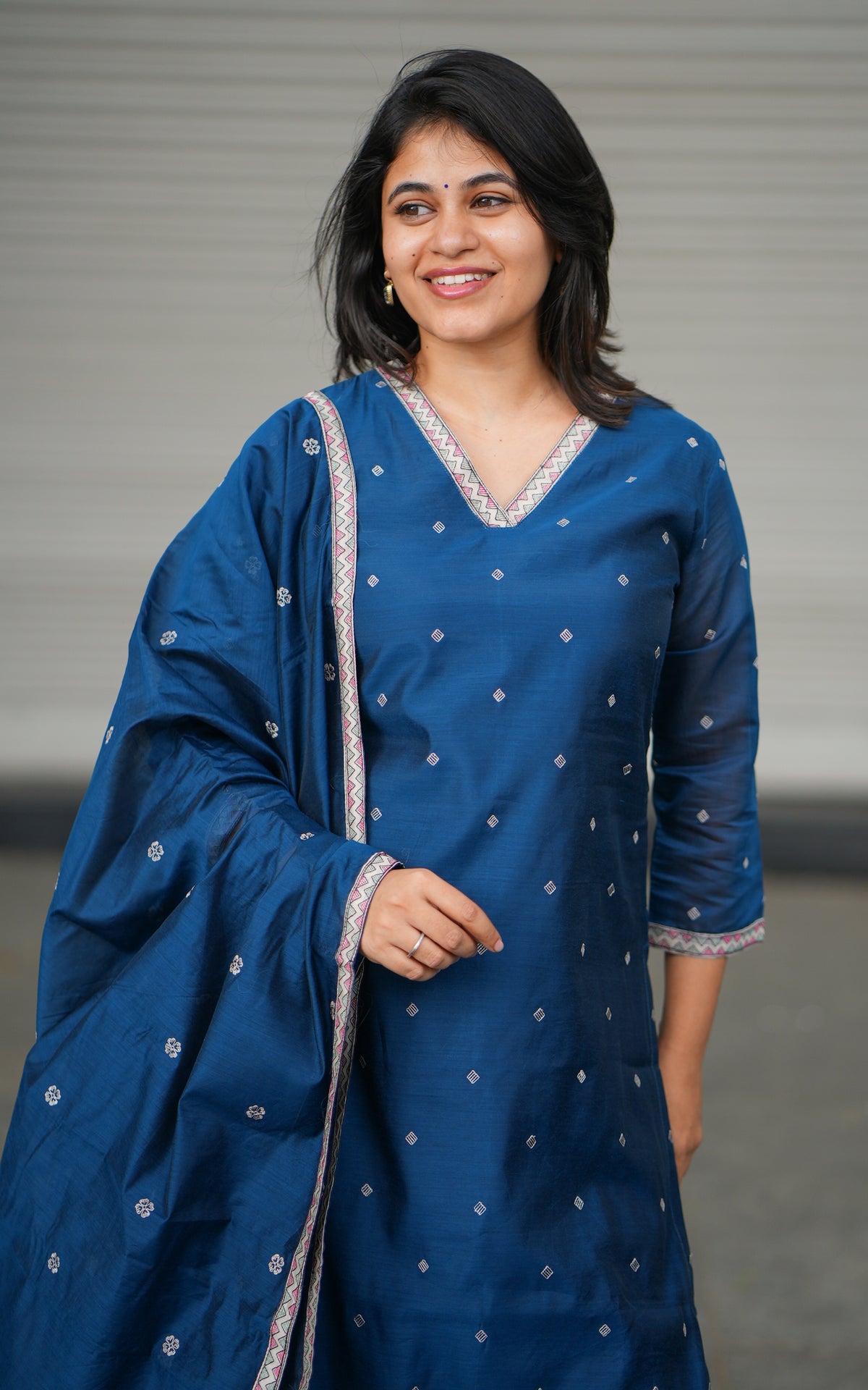 Nathira Navy Blue (Kurti+Pant+Dupatta)