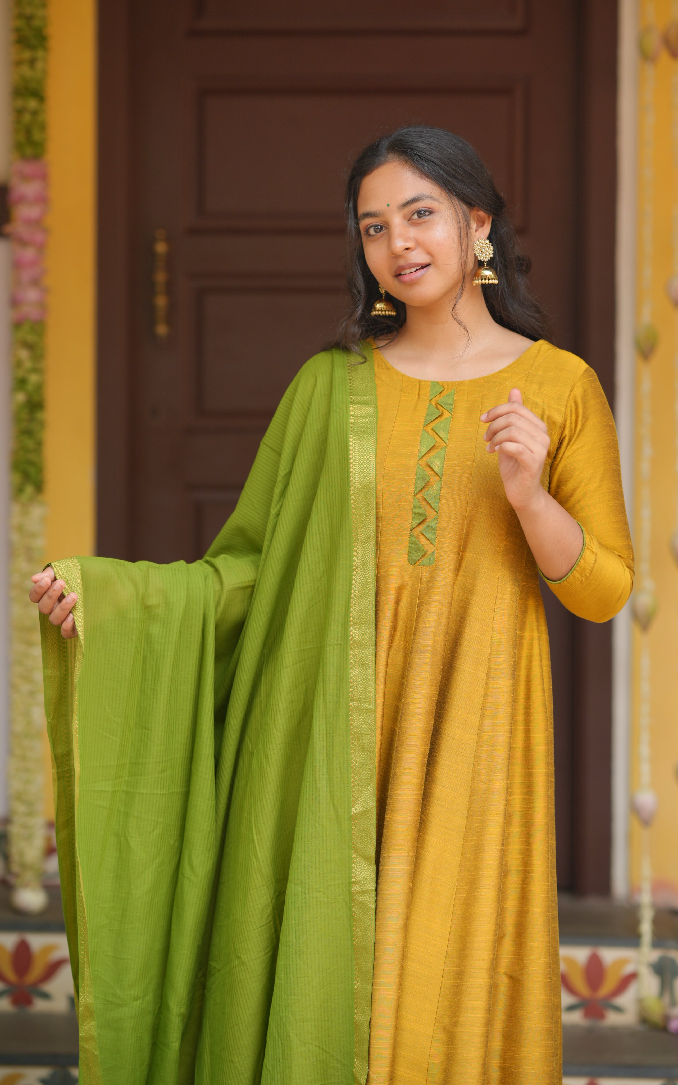 Kalaiarasi Mustard (Kurti+Dupatta)