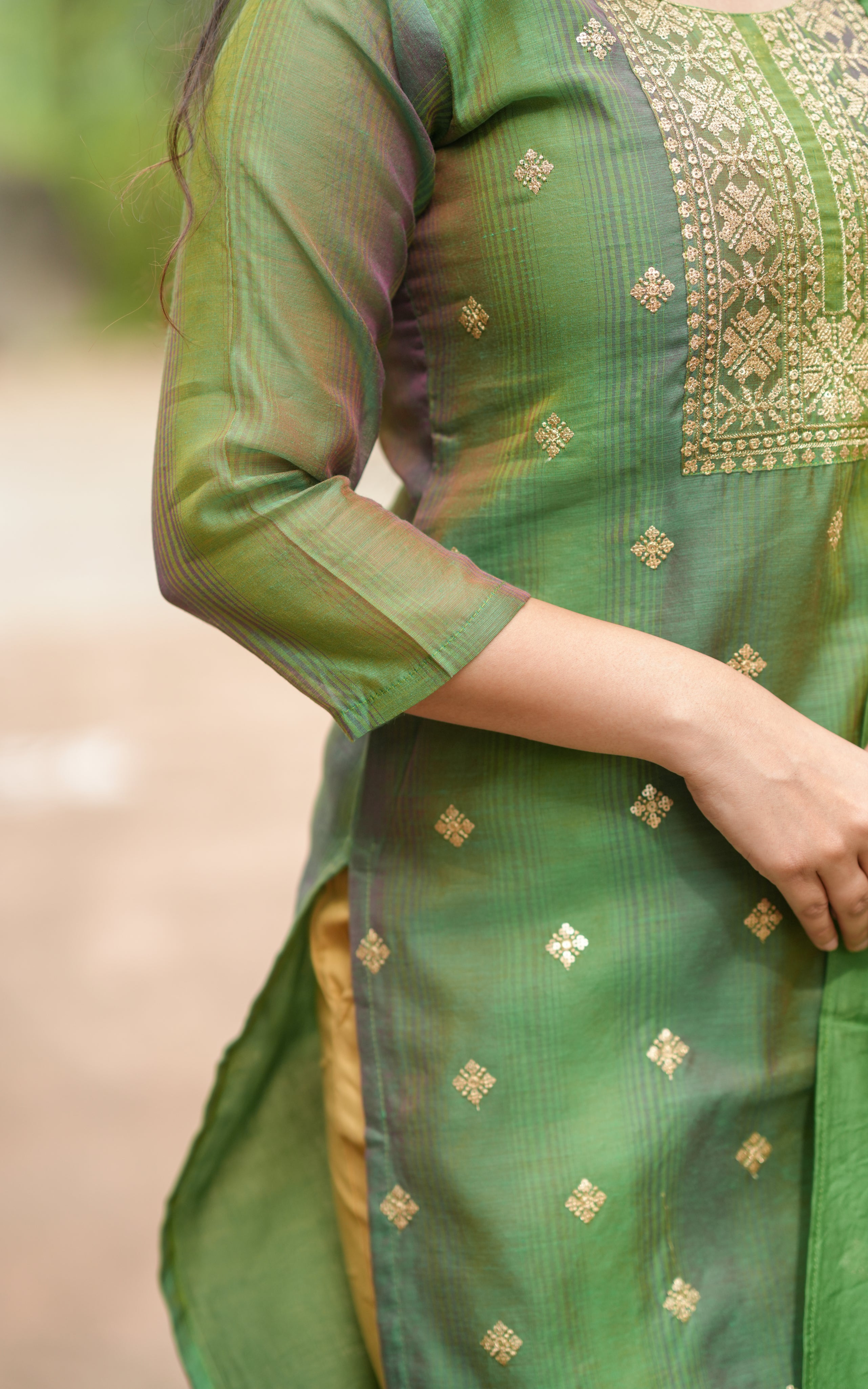 Green color kurti for women