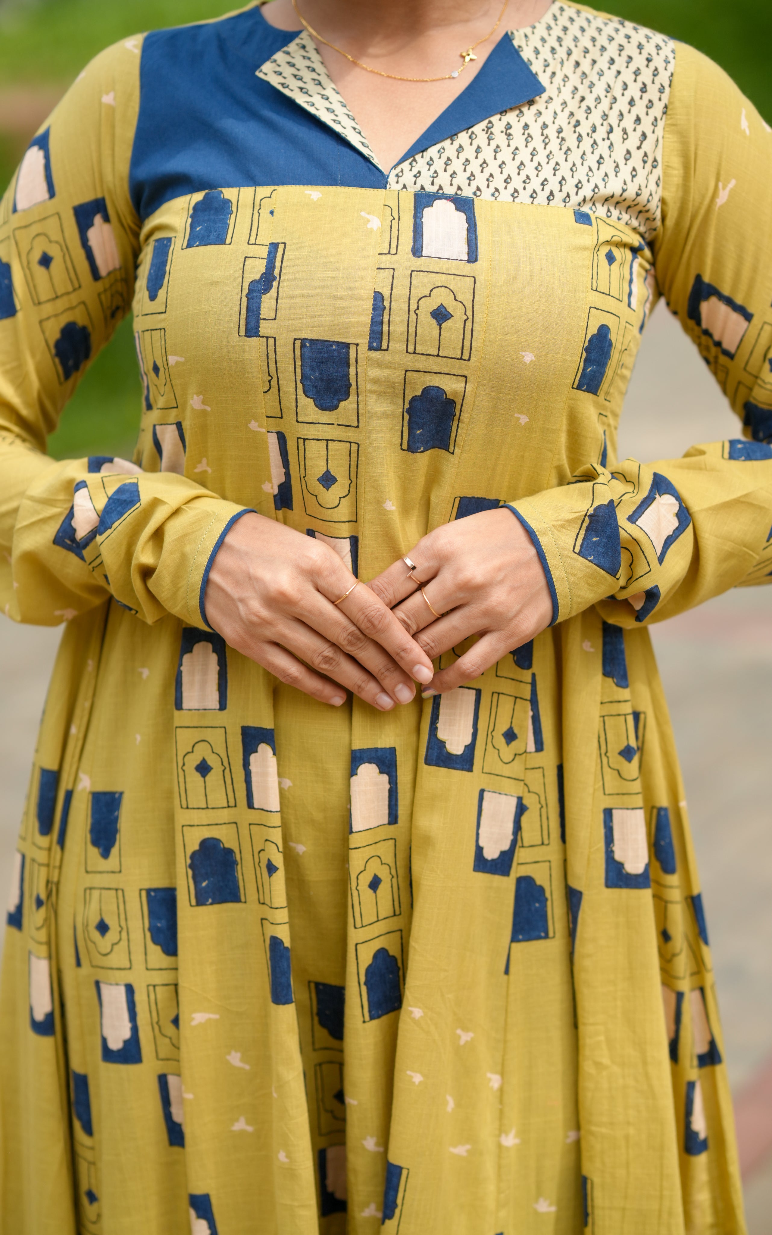 Gathered sleeve anarkali for women