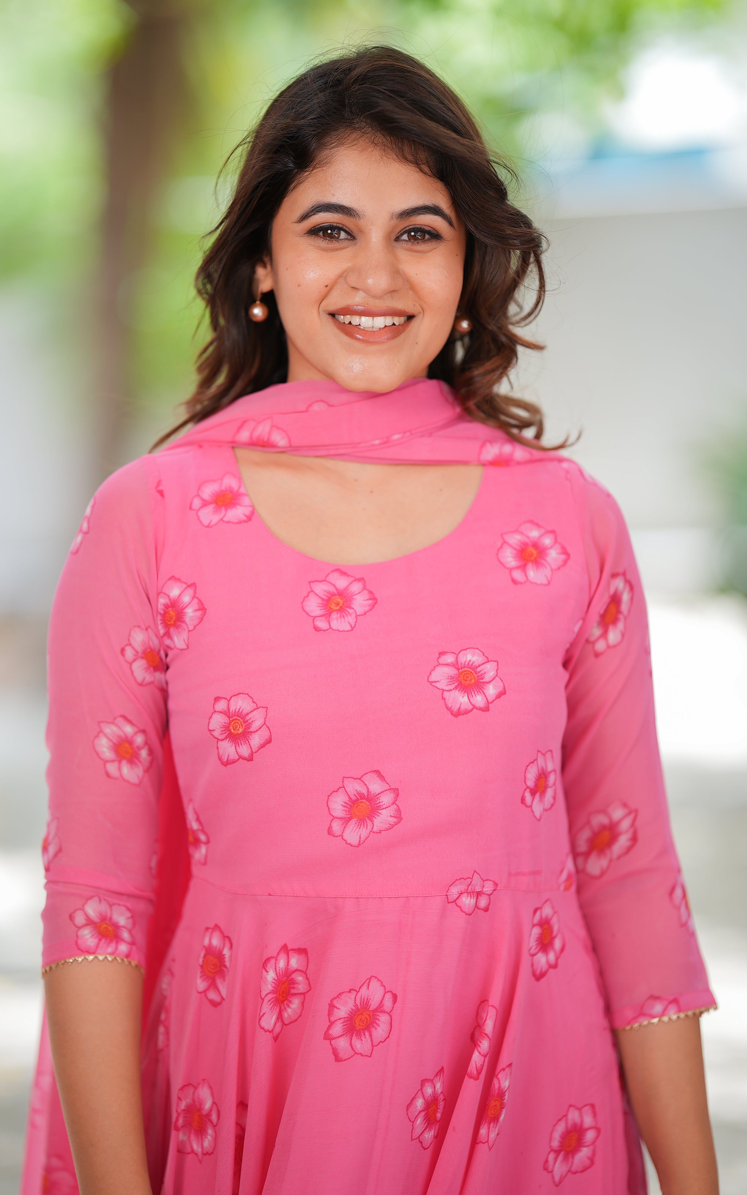 Pon Tharigai Pink H (Kurti+Dupatta)