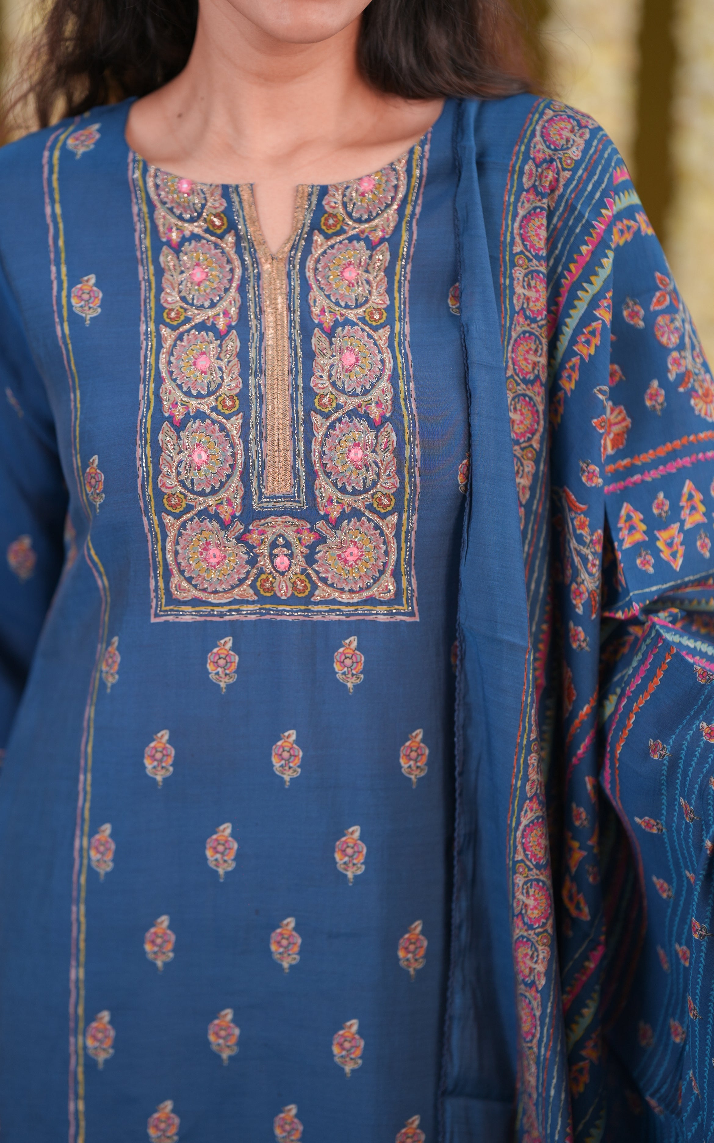 Indrani Blue (Kurti+Pant+Dupatta) KURTIS Instore