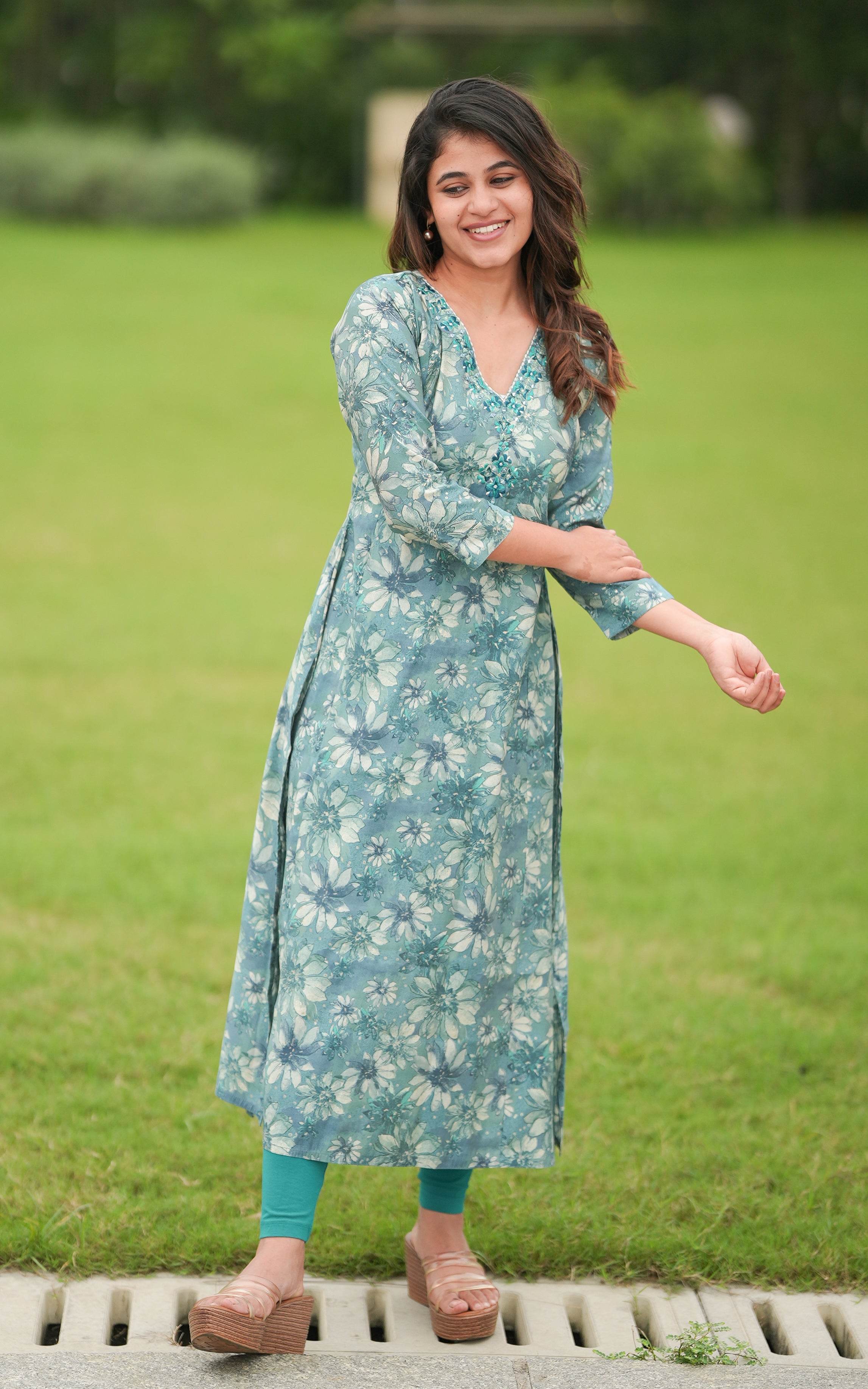 Rosy Pastel Green KURTIS instore