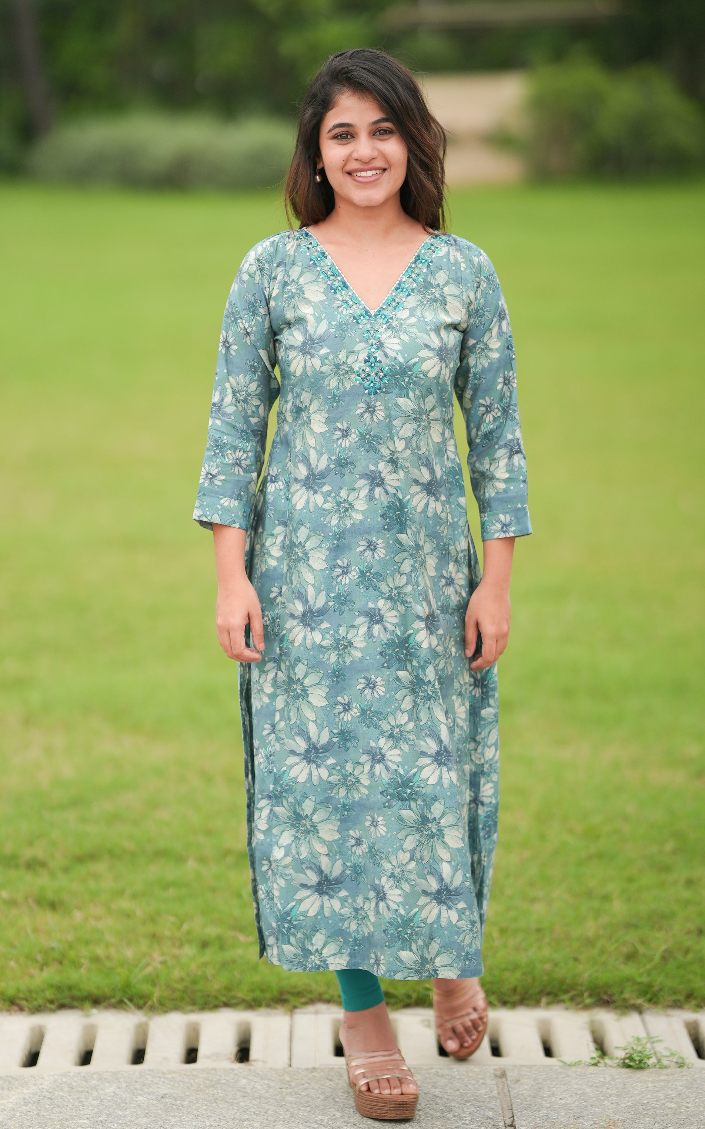 Rosy Pastel Green KURTIS instore