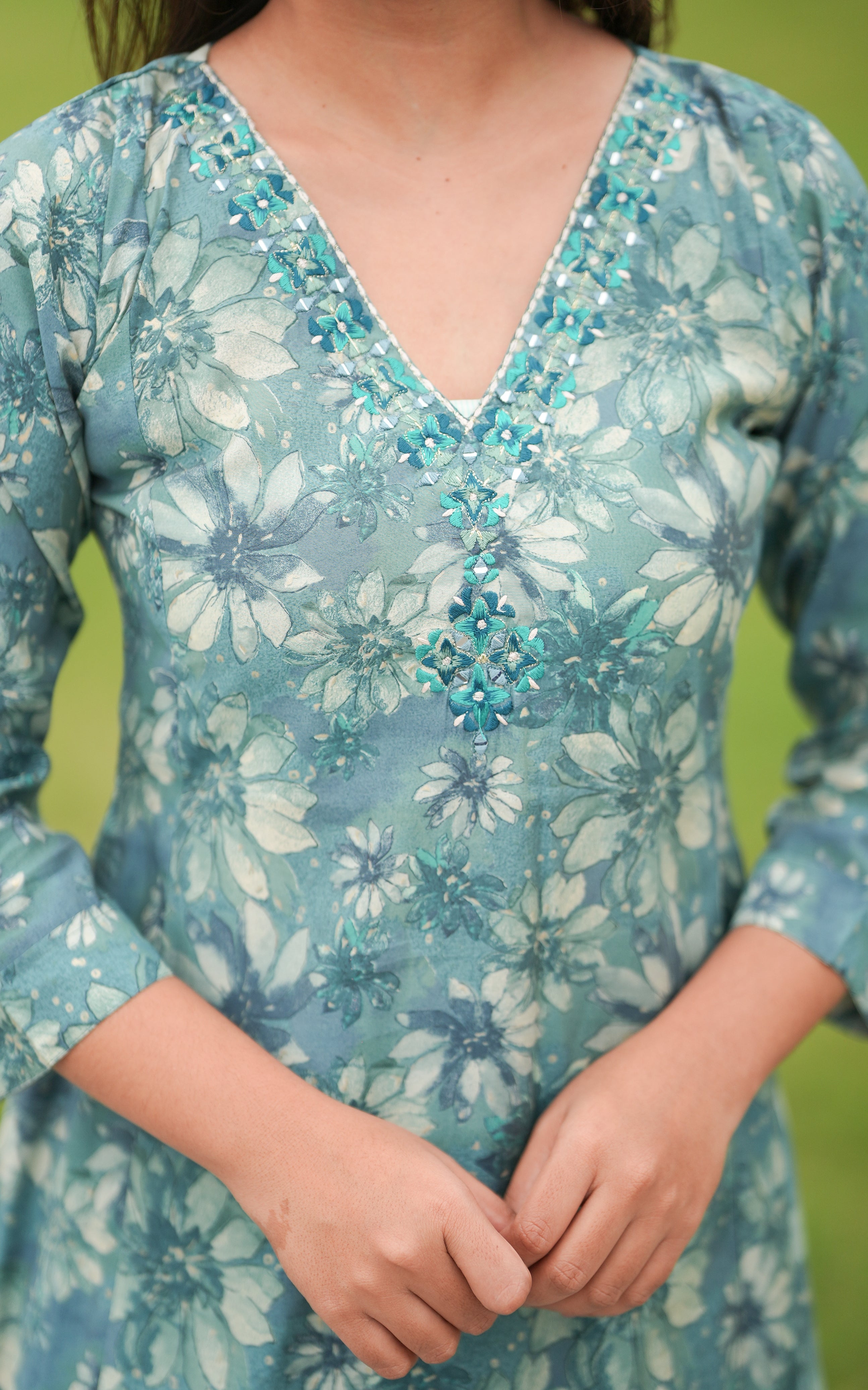 Rosy Pastel Green KURTIS instore