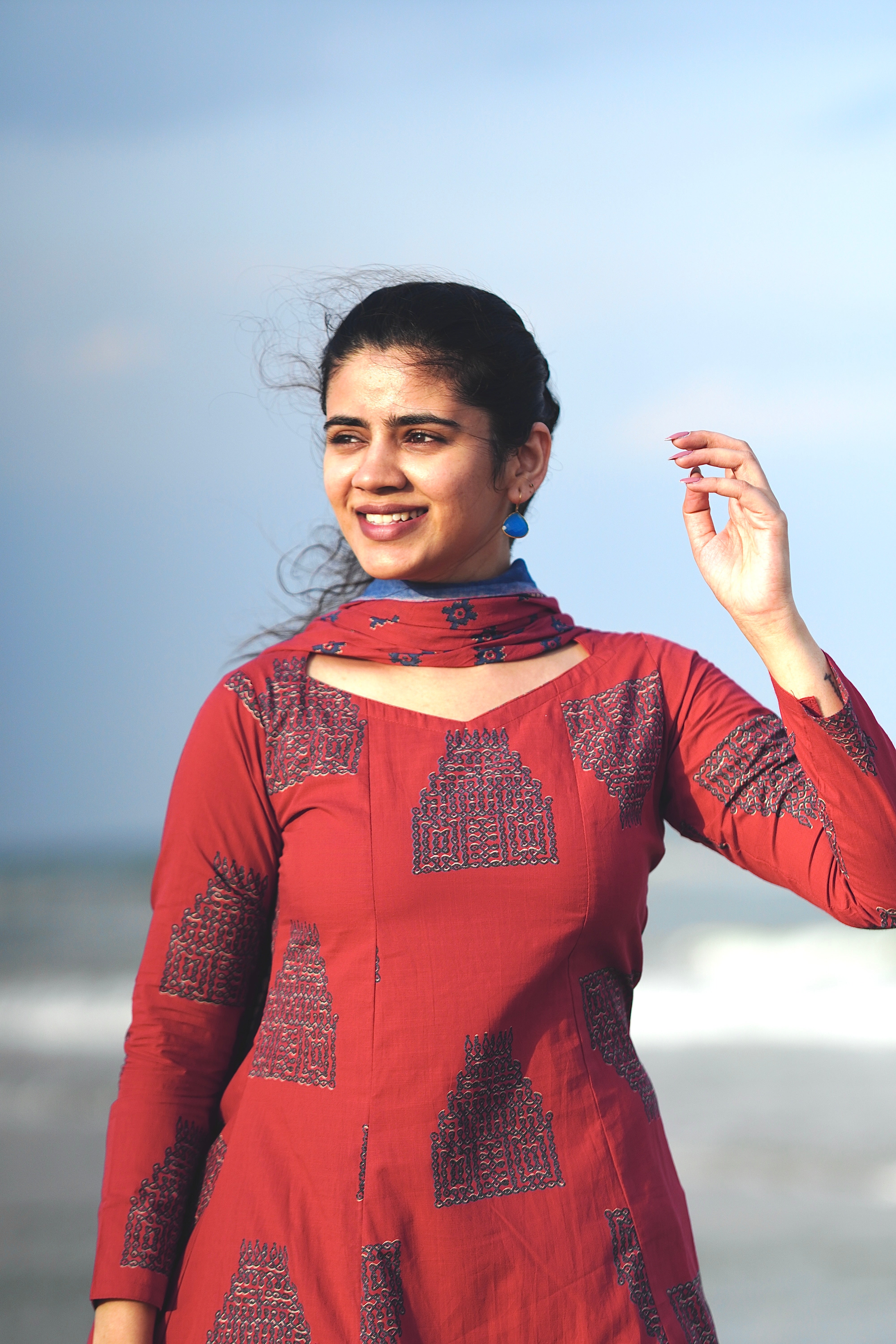 Yoshika Brick Red (Kurti+Dupatta)