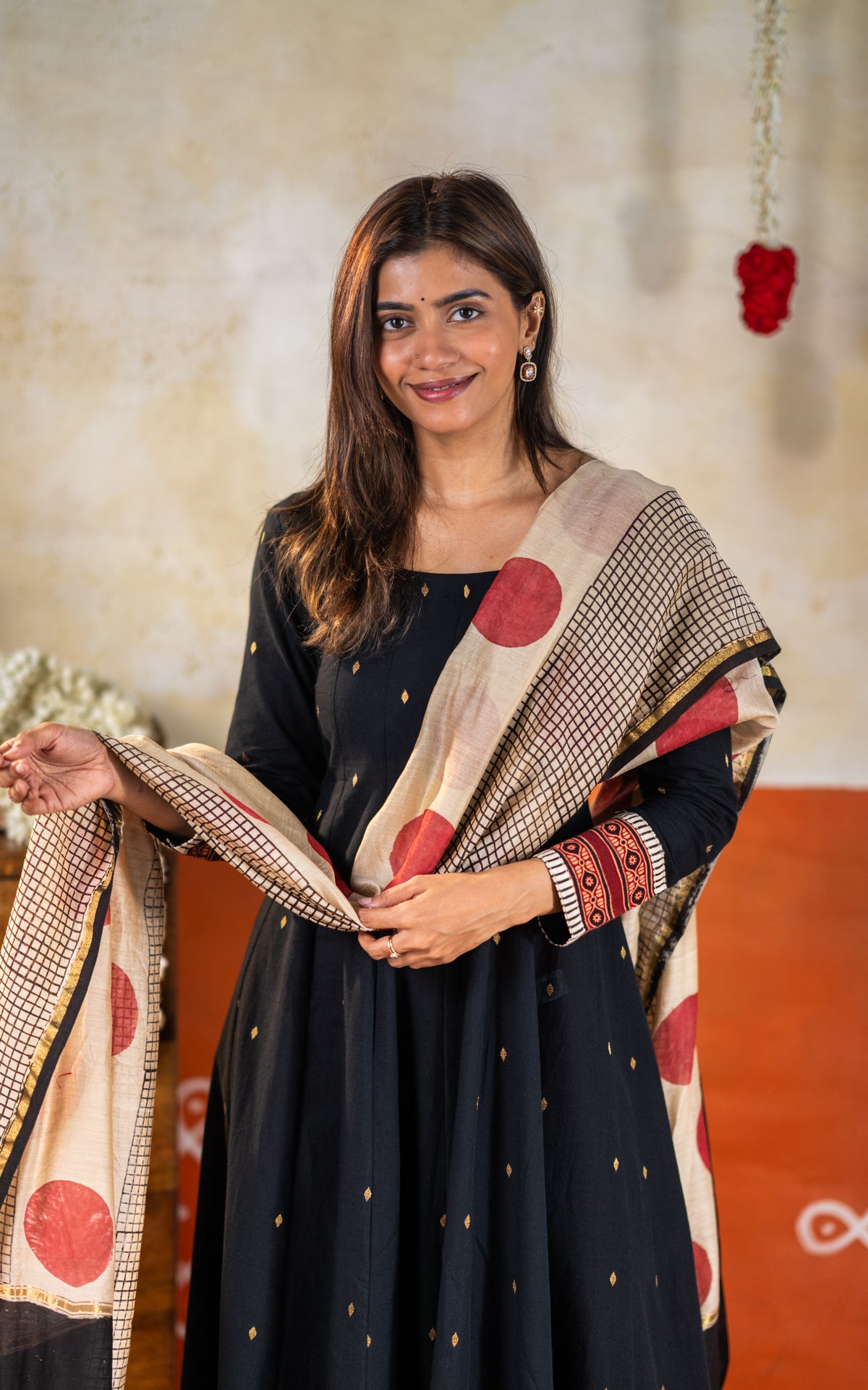 Black and Blocks (Kurti+Dupatta)