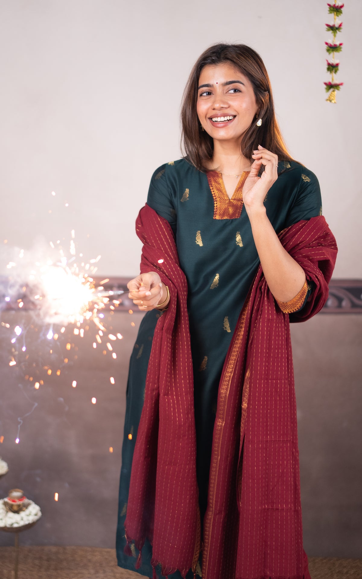 Mayil Green (Kurti+Dupatta)