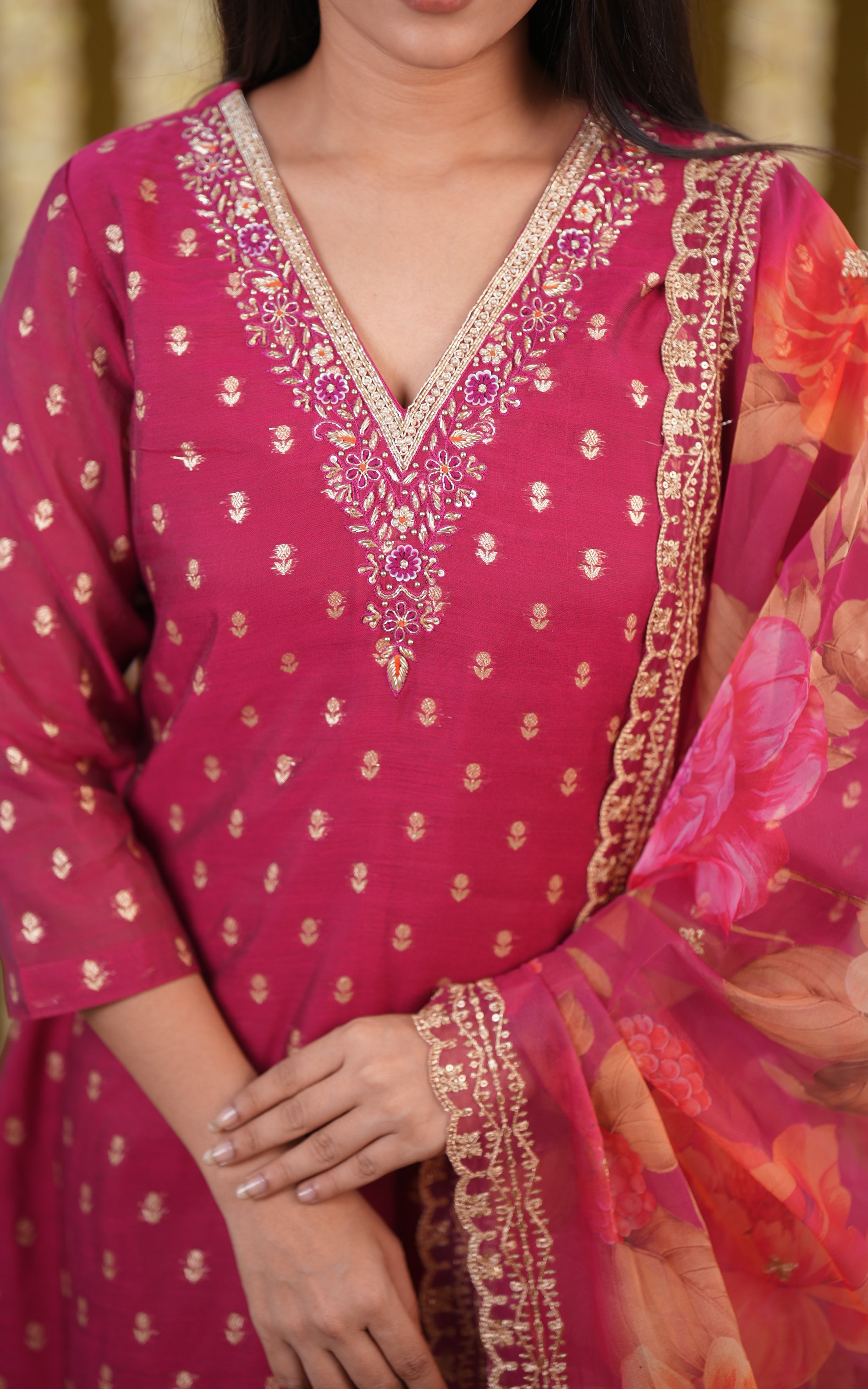 Shaina Magenta (Kurti+Pant+Dupatta) KURTIS instore