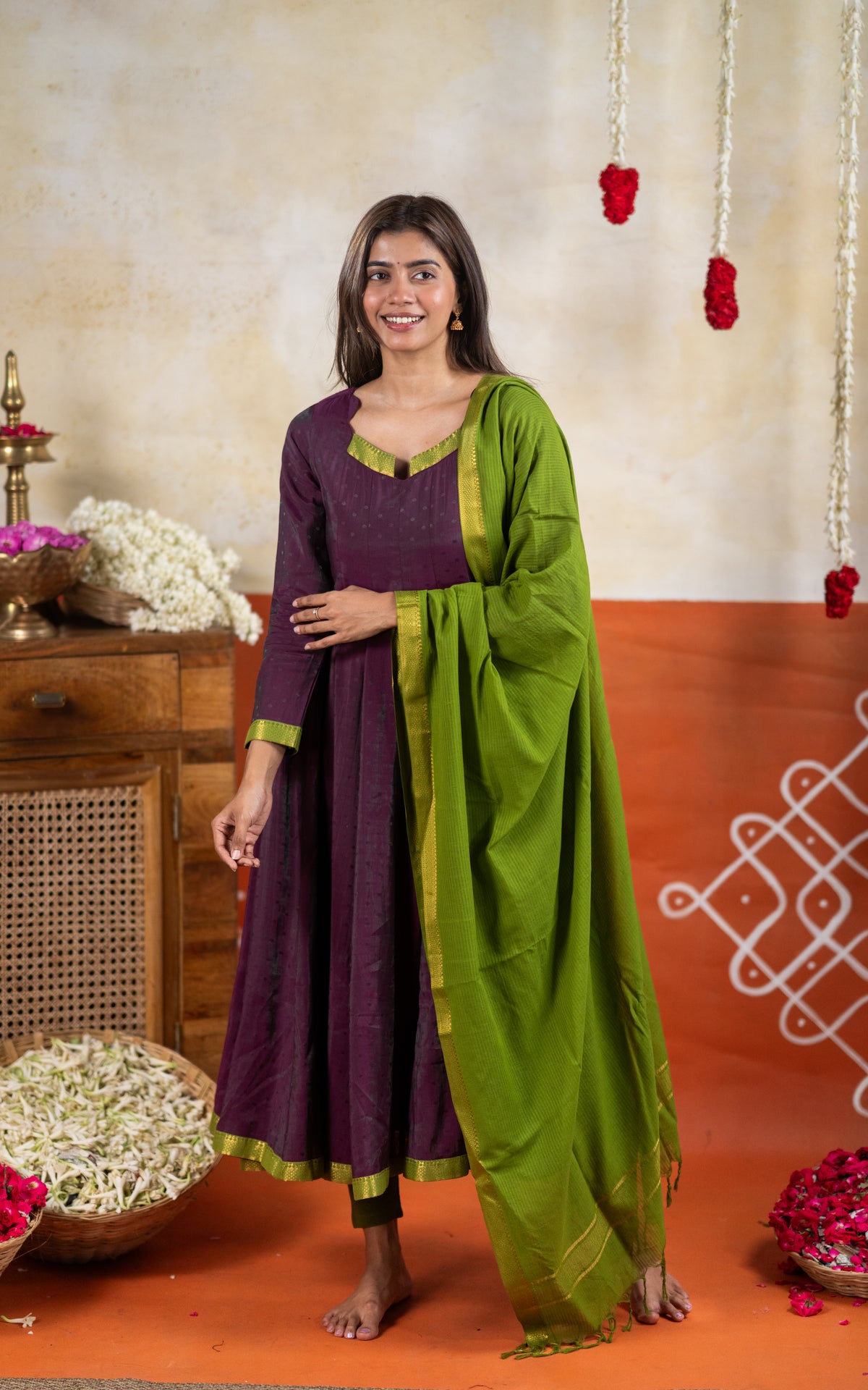 Navarathri Plum (Kurti+Dupatta)