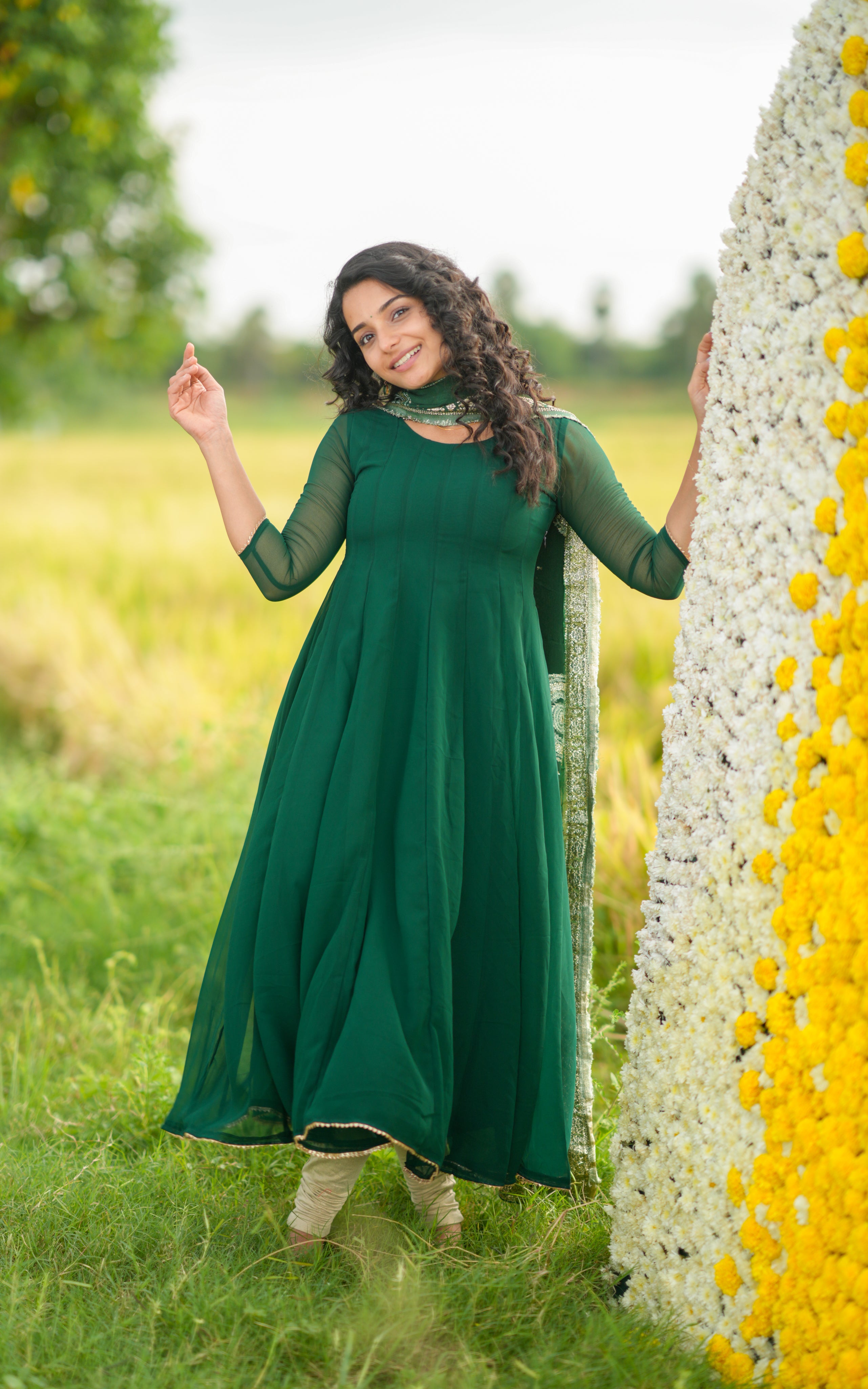 Trisha Bottle Green (Kurti+Dupatta)