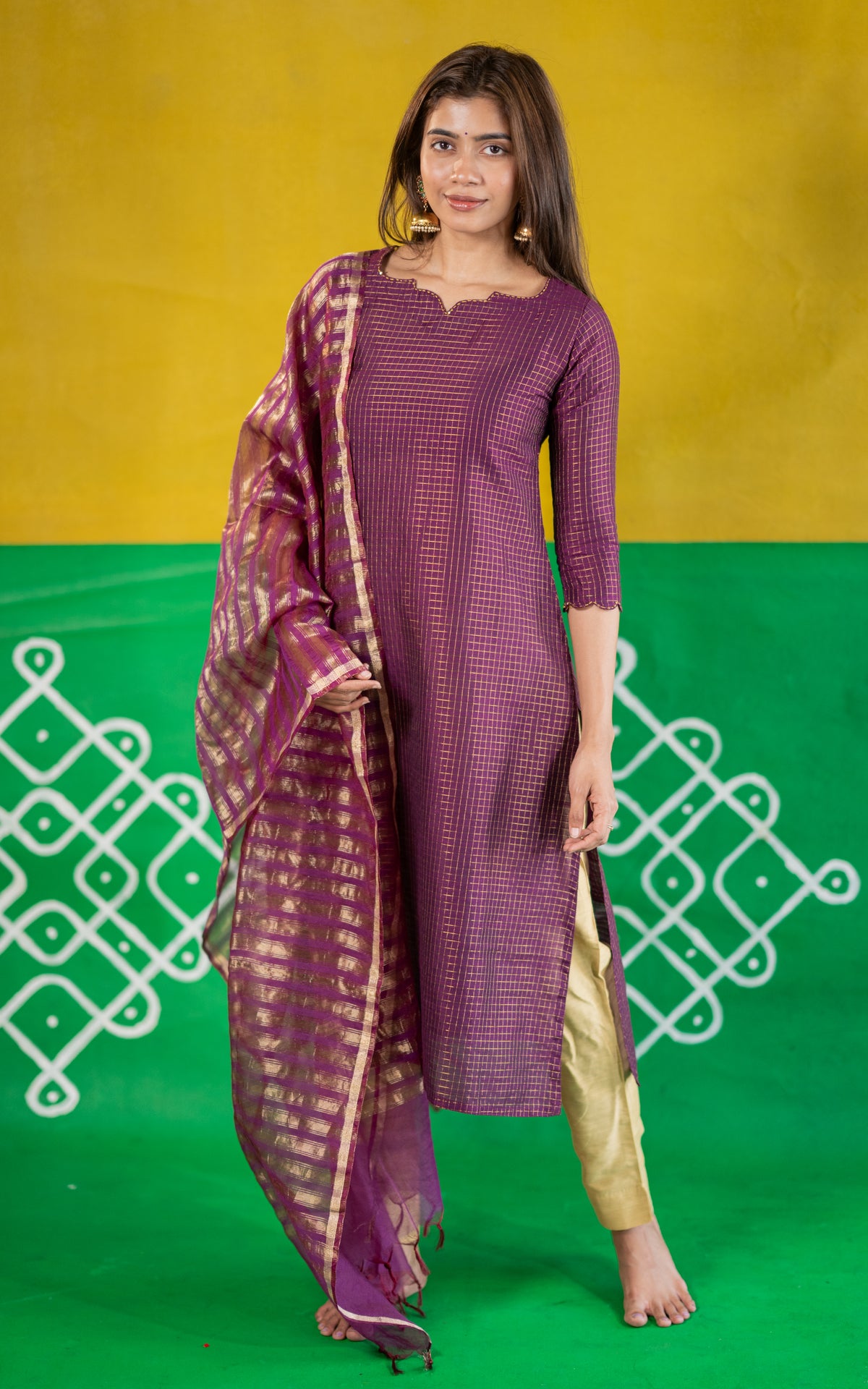 Narumugai Purple (Kurti+Dupatta)