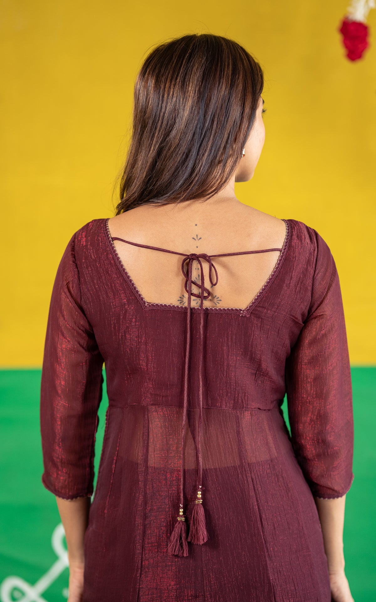 Sparkling Plain Maroon (Kurti+Pant+Dupatta)