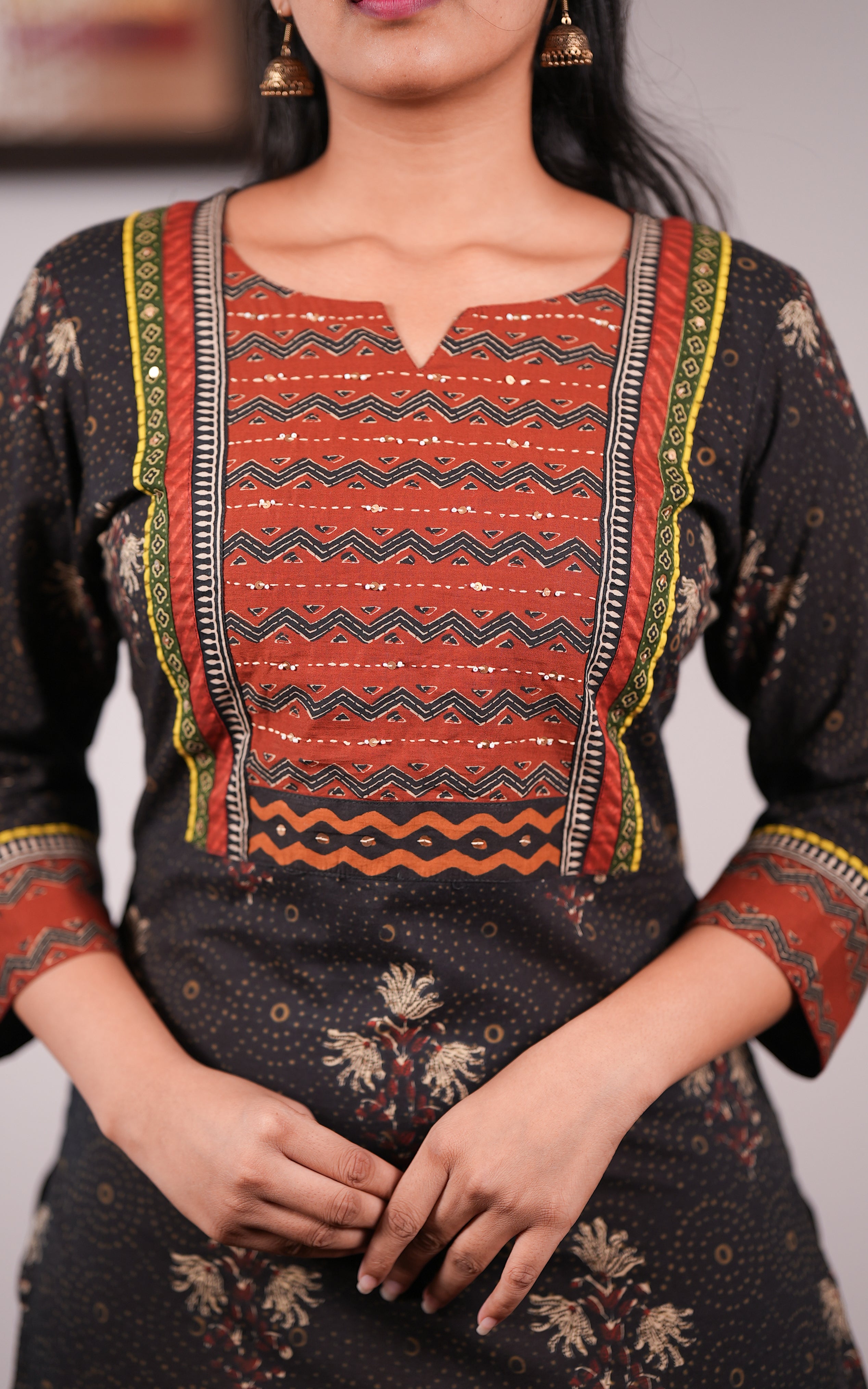 Straight Cut kurti with 3/4 sleeves