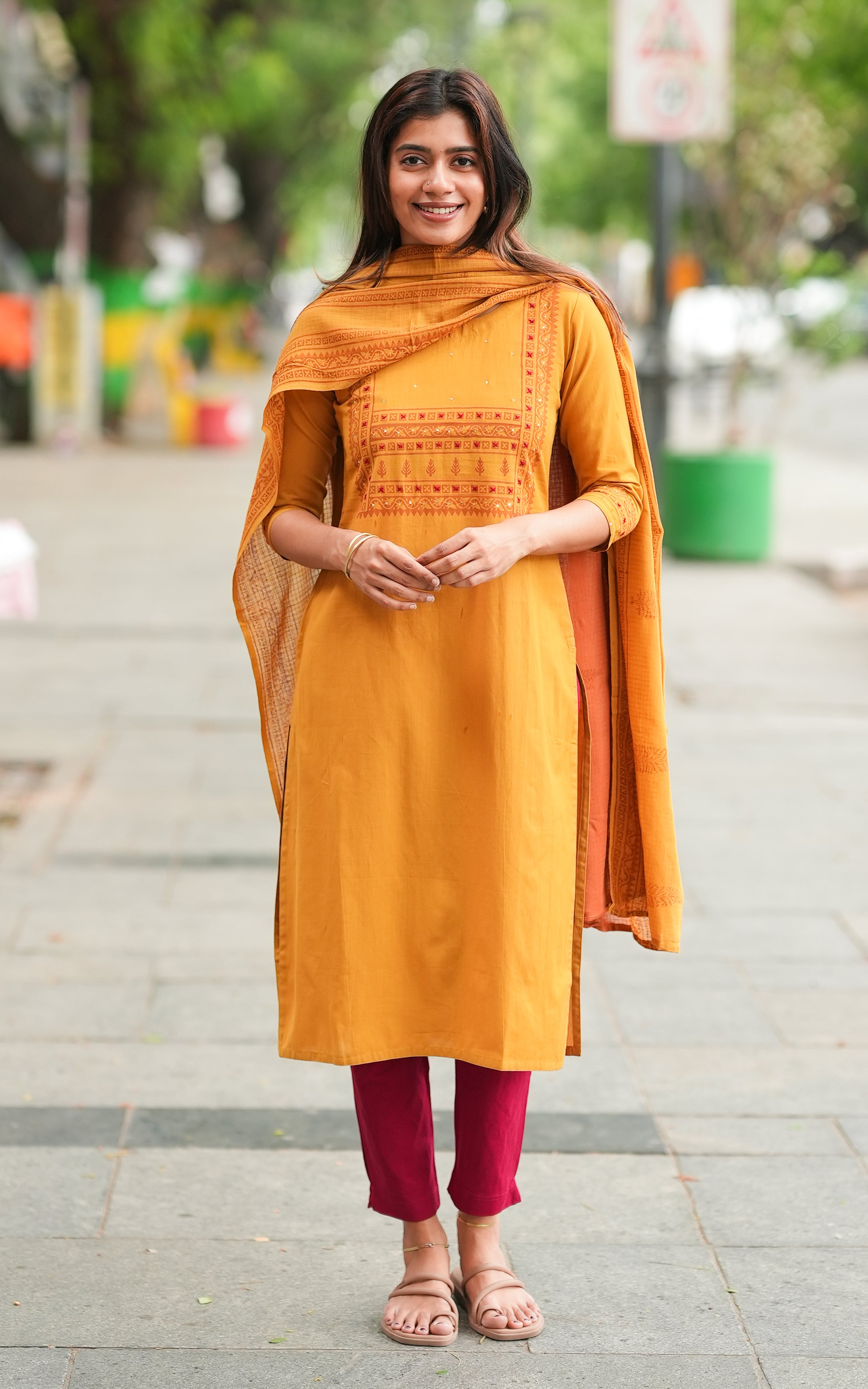 Miranjana Mustard (Kurti+Dupatta)