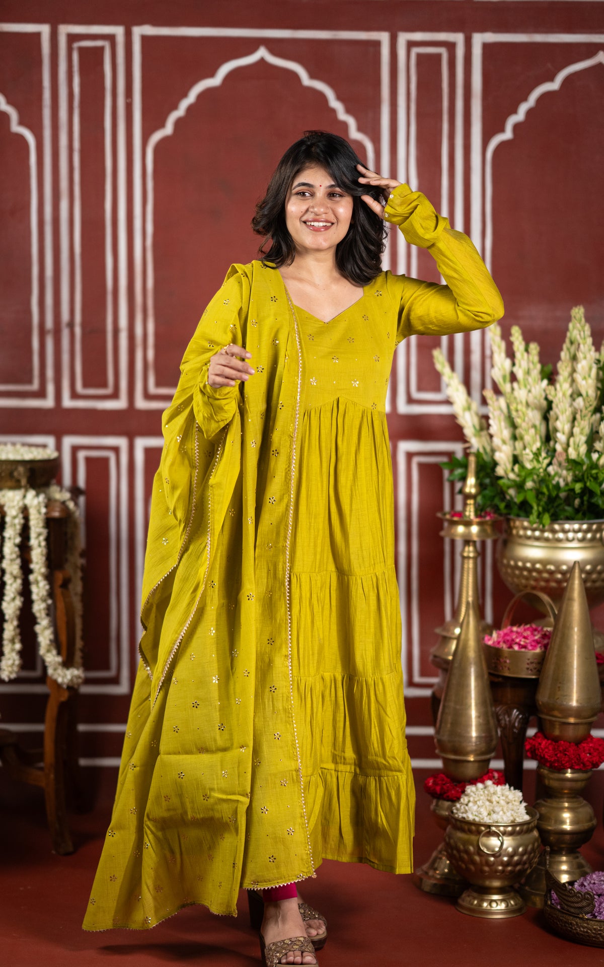 Mukaish work inspired C (Kurti+Dupatta)