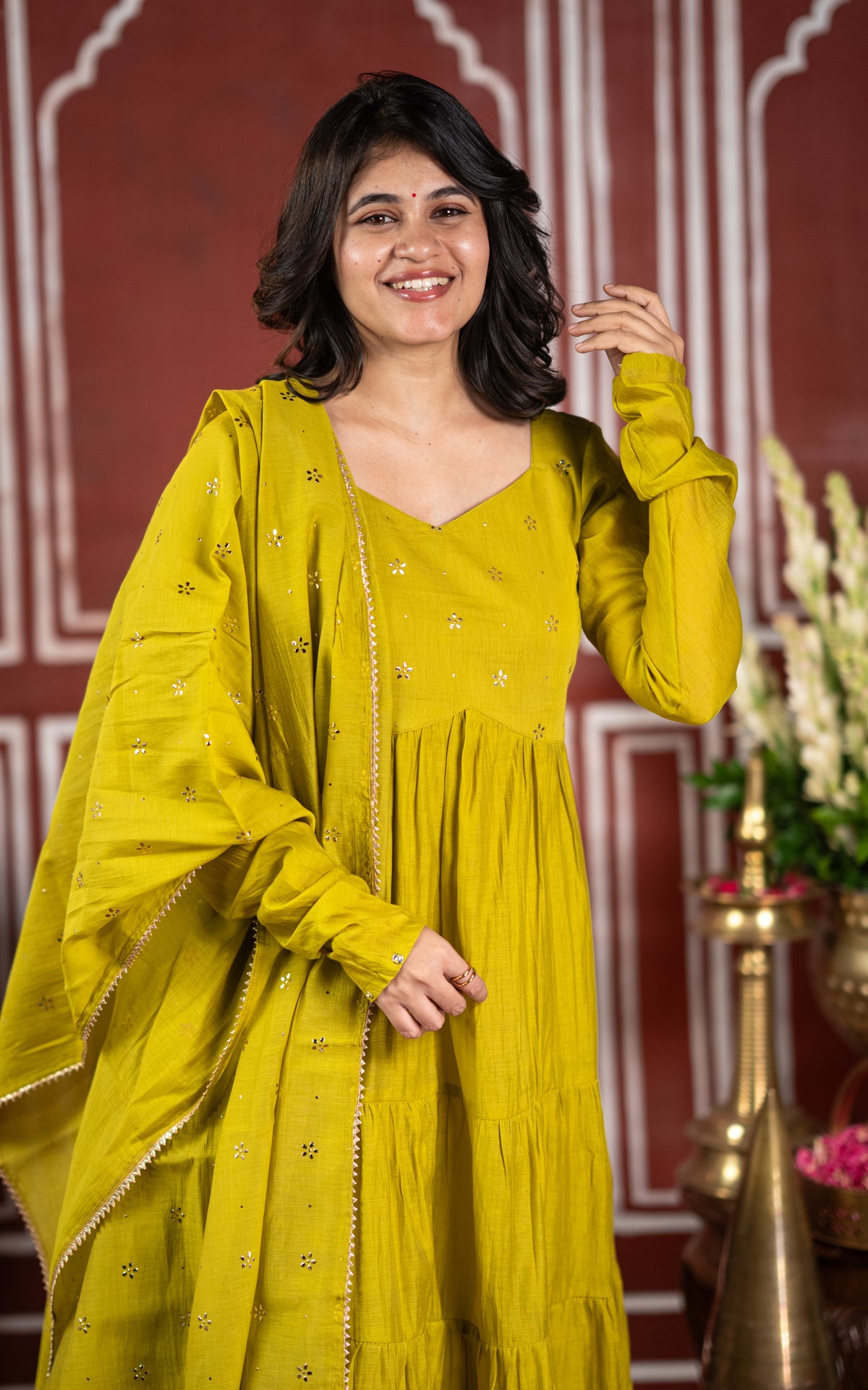 Mukaish work inspired C (Kurti+Dupatta)