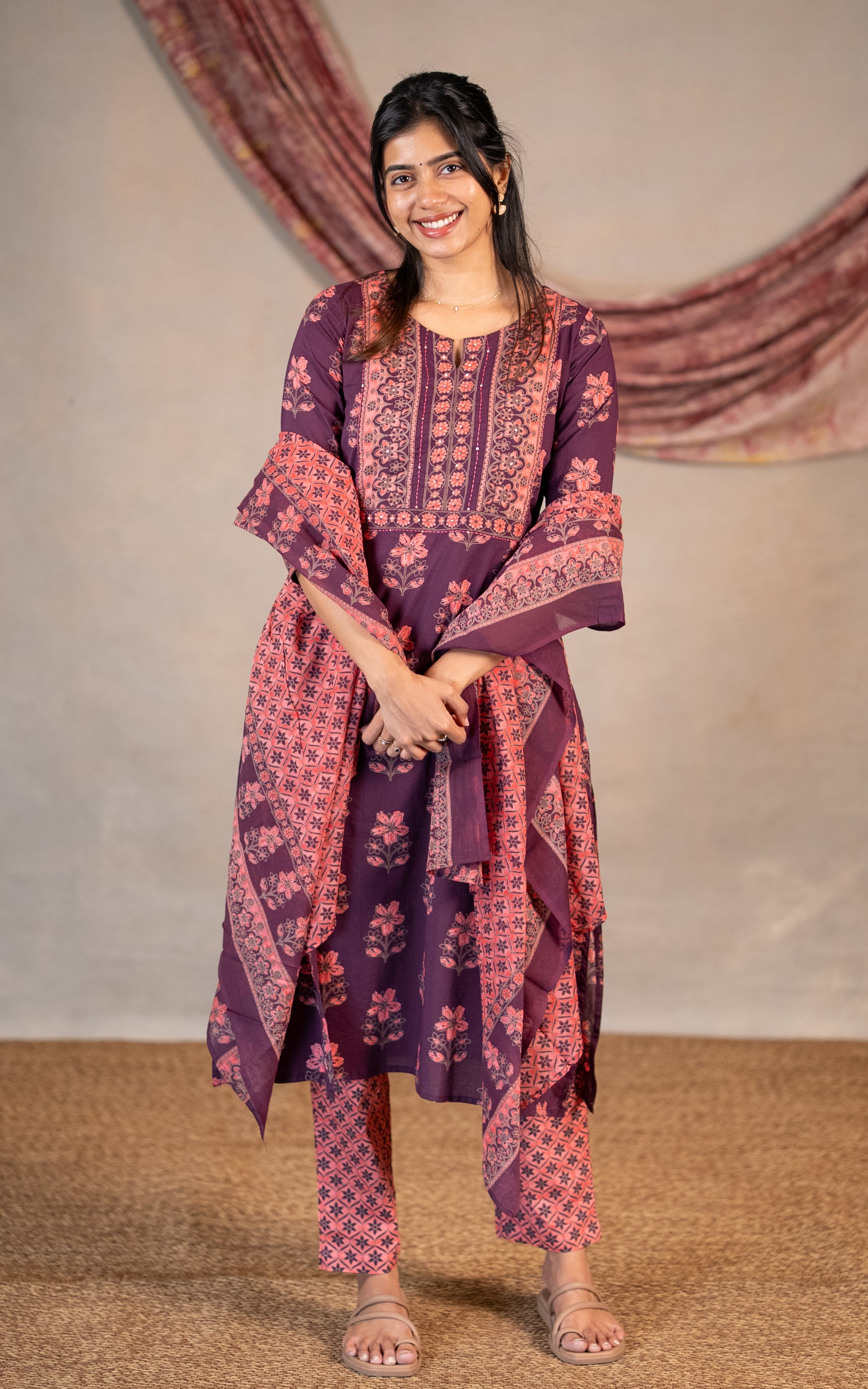 Ramisa Purple (Kurti+Pant+Dupatta)